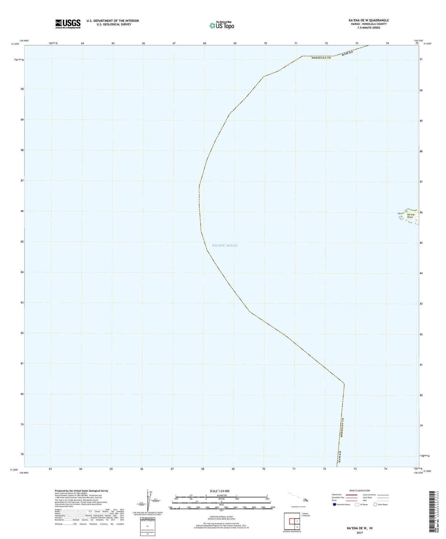 Kaena OE W Hawaii US Topo Map Image