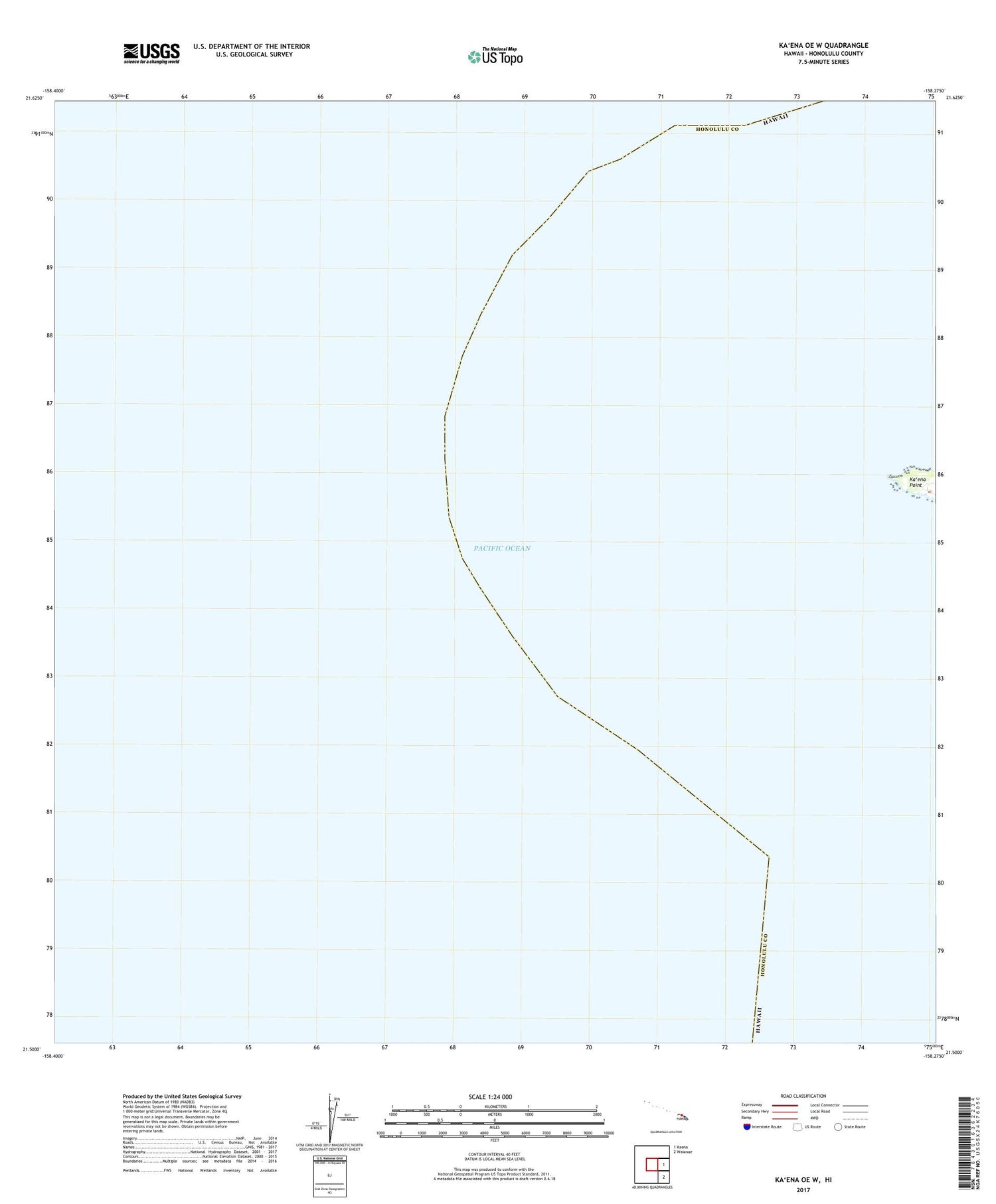 Kaena OE W Hawaii US Topo Map Image