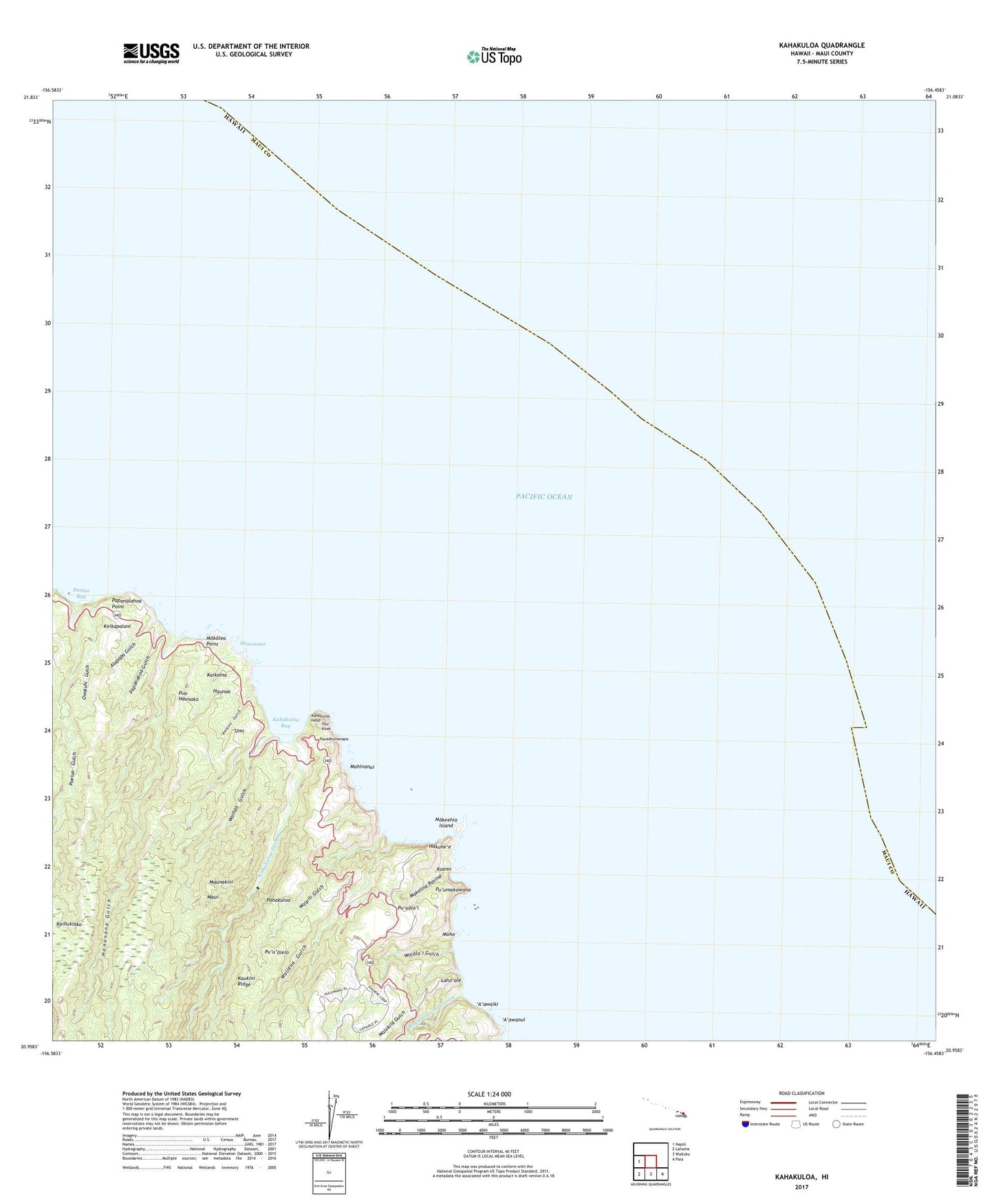 Kahakuloa Hawaii US Topo Map Image