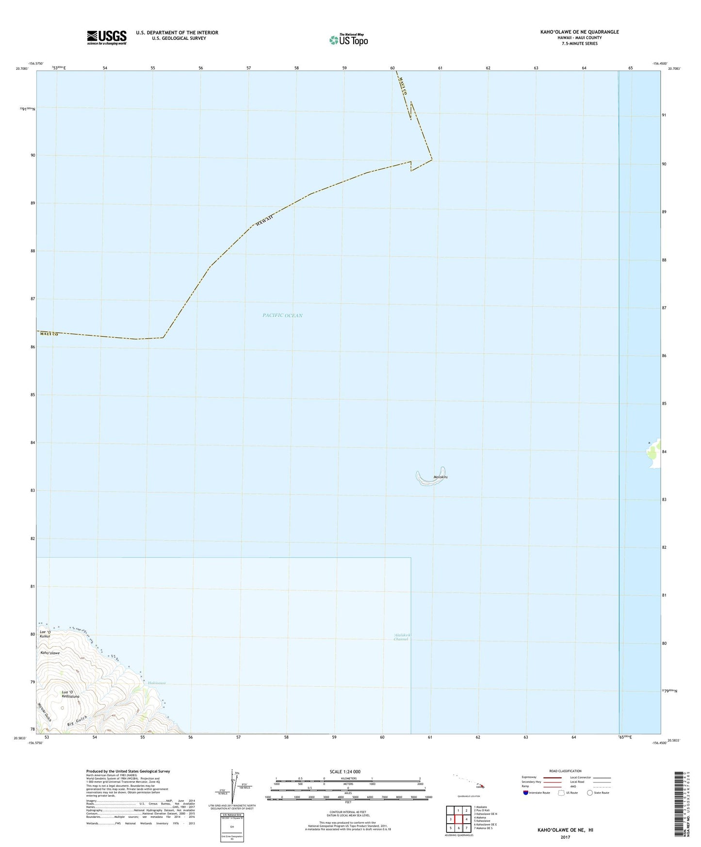 Kahoolawe OE NE Hawaii US Topo Map Image