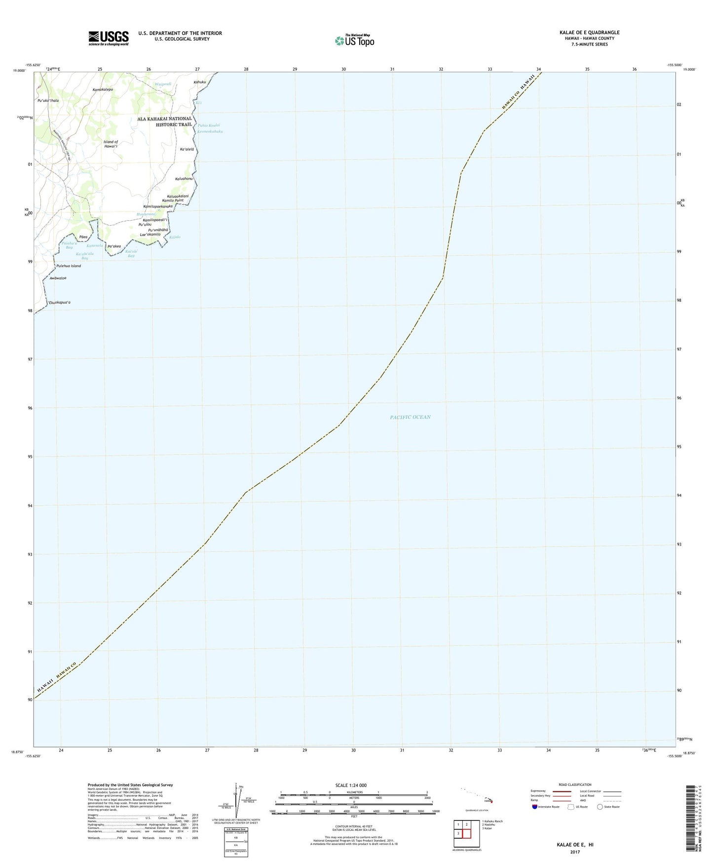 Kalae OE E Hawaii US Topo Map Image