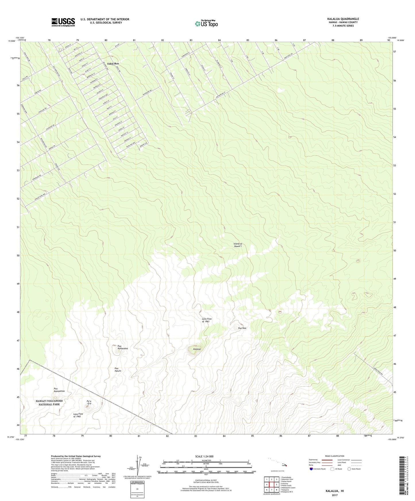 Kalalua Hawaii US Topo Map Image