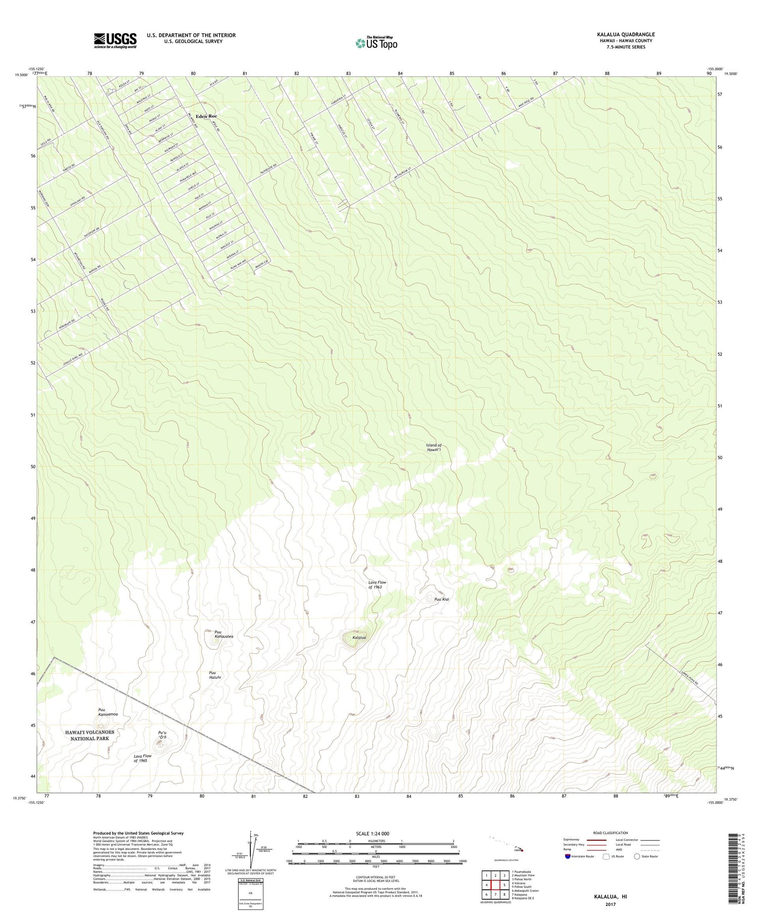 Kalalua Hawaii US Topo Map Image