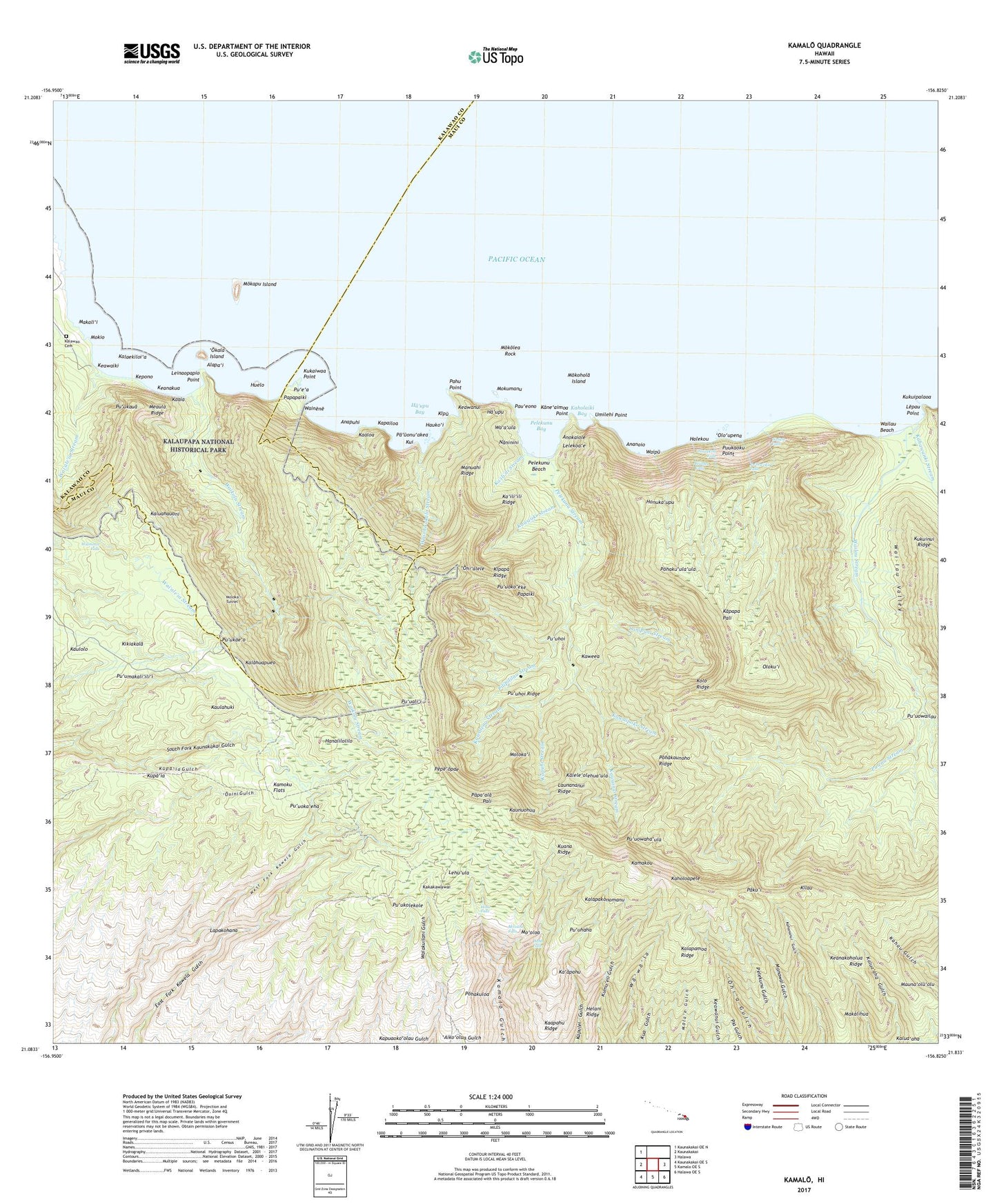 Kamalo Hawaii US Topo Map Image