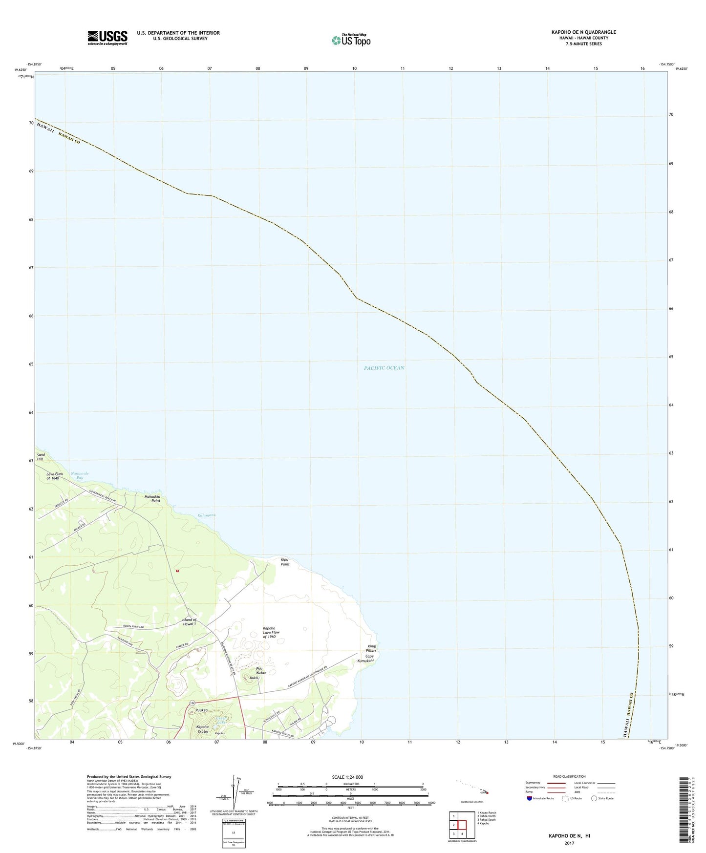 Kapoho OE N Hawaii US Topo Map Image