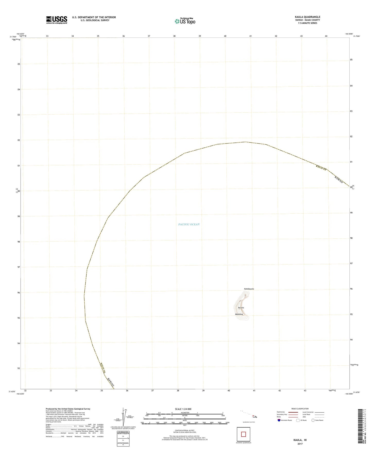 Kaula Hawaii US Topo Map Image
