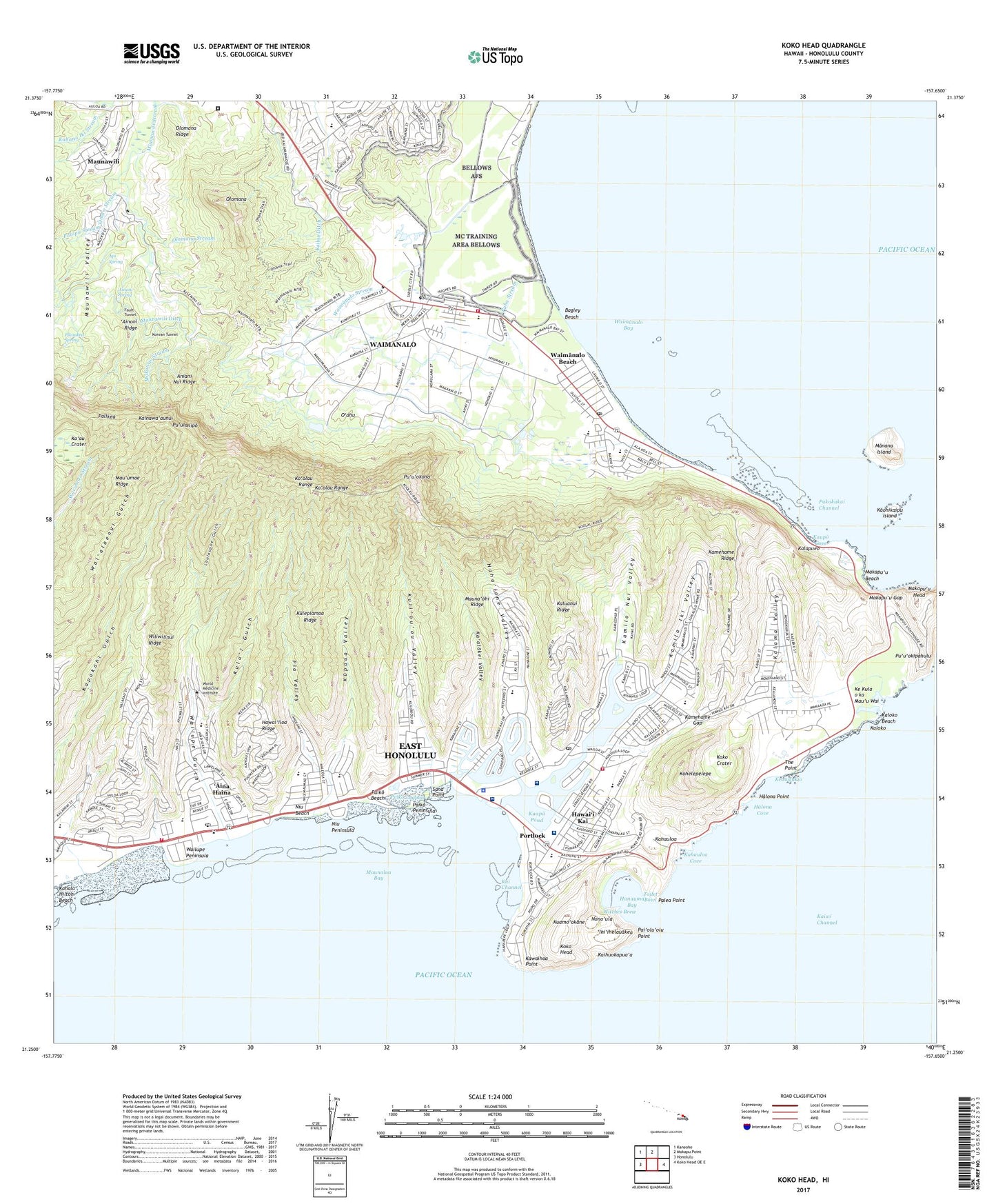 Koko Head Hawaii US Topo Map Image