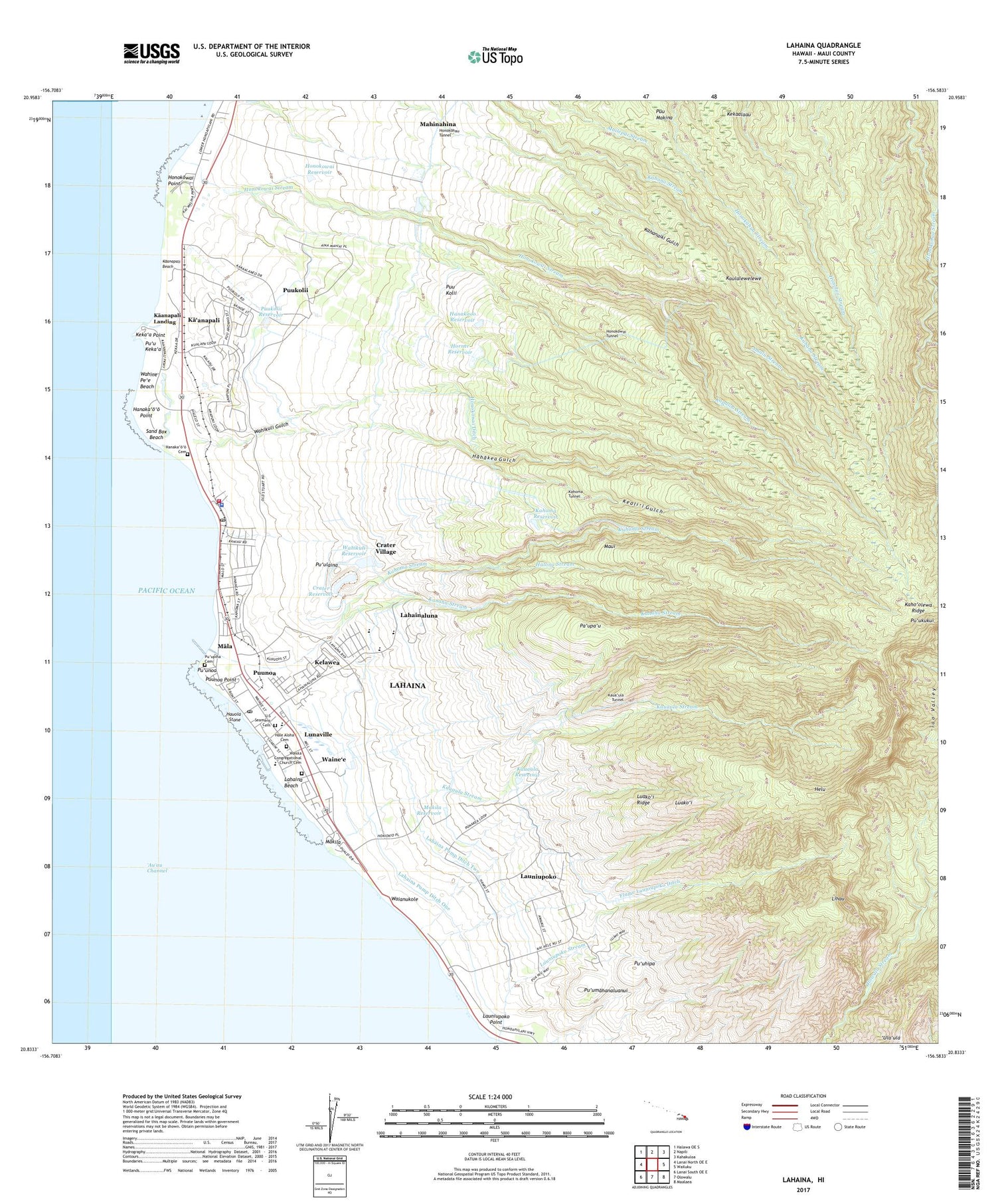 Lahaina Hawaii US Topo Map Image