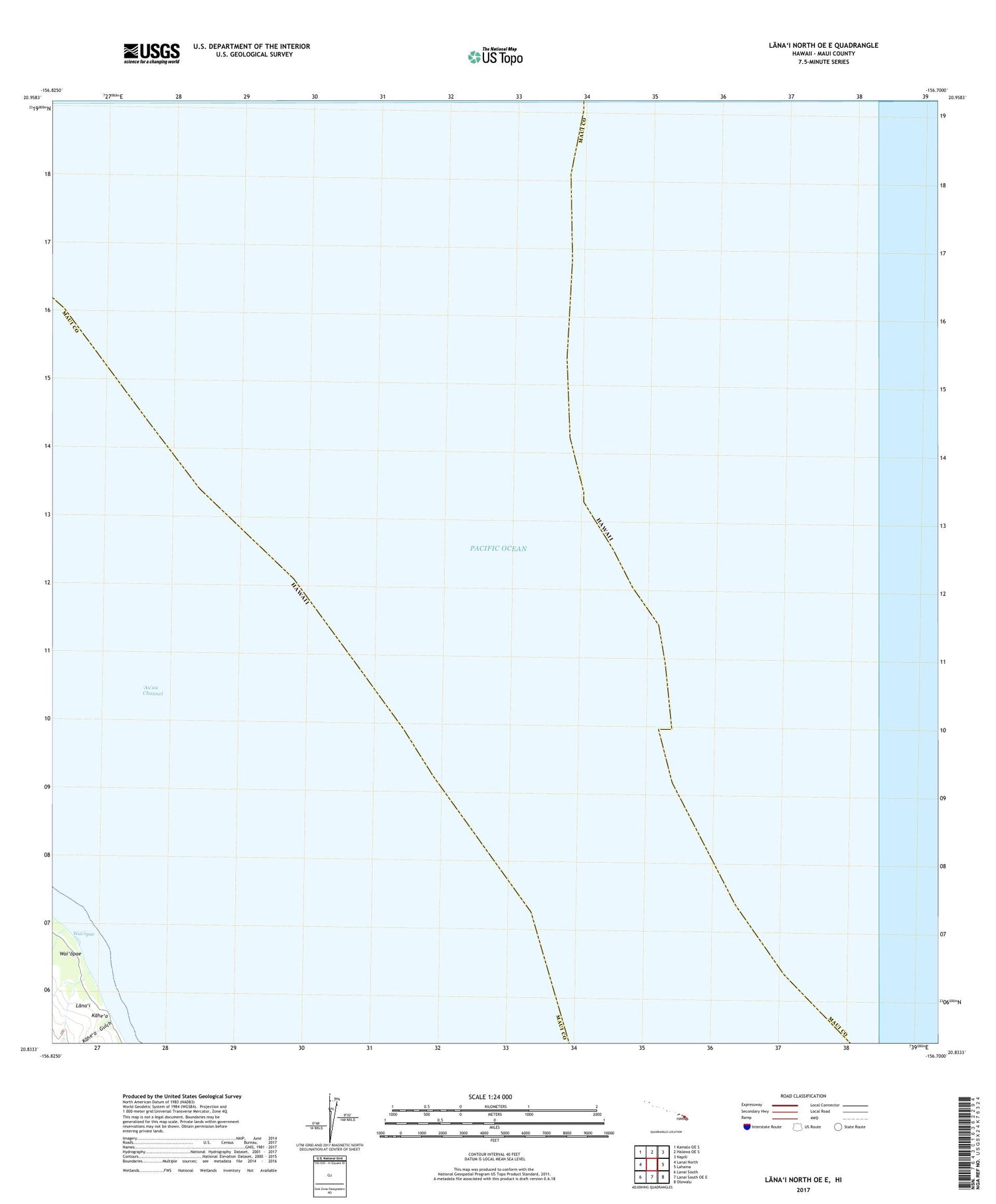 Lanai North OE E Hawaii US Topo Map Image