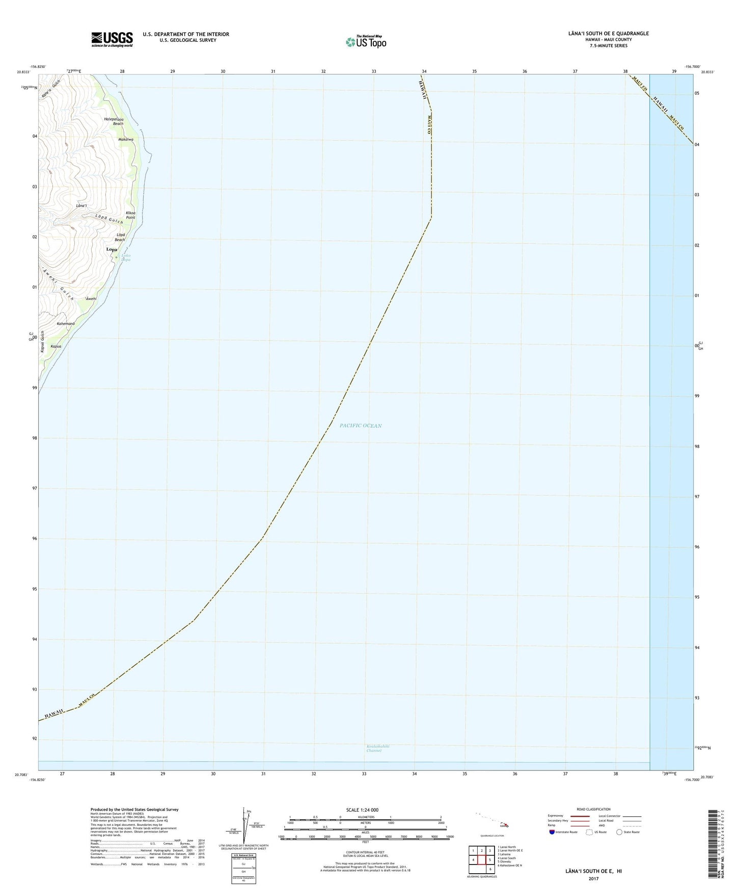 Lanai South OE E Hawaii US Topo Map Image