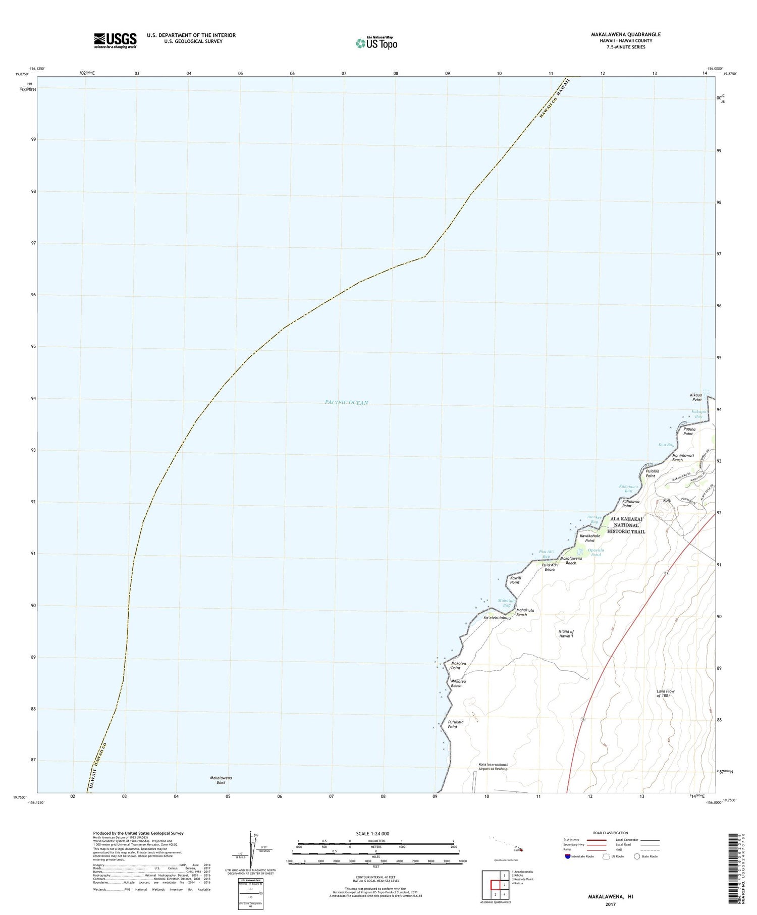 Makalawena Hawaii US Topo Map Image