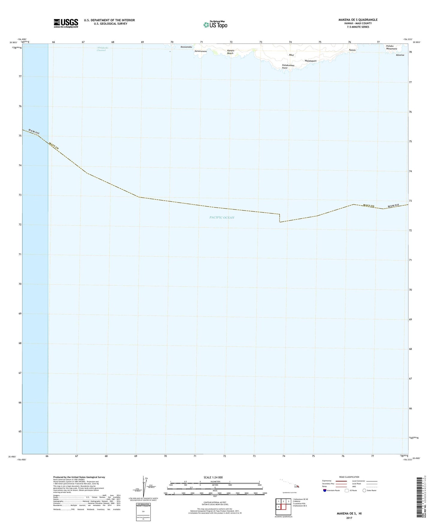 Makena OE S Hawaii US Topo Map Image