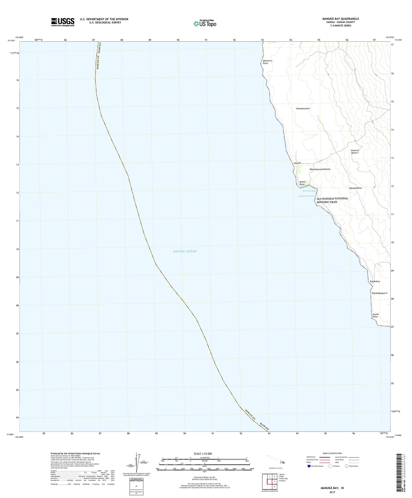 Manuka Bay Hawaii US Topo Map Image