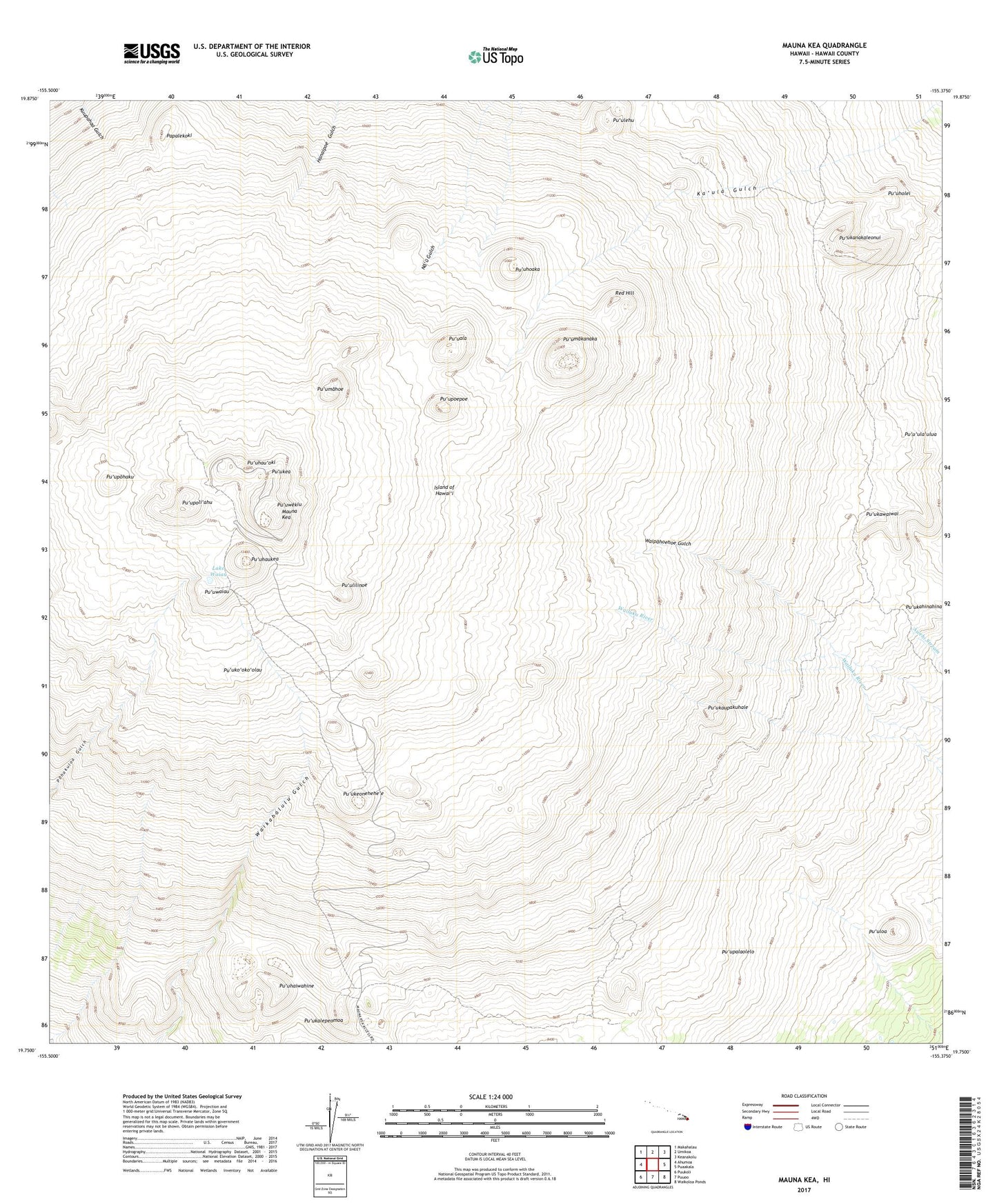 Mauna Kea Hawaii US Topo Map Image