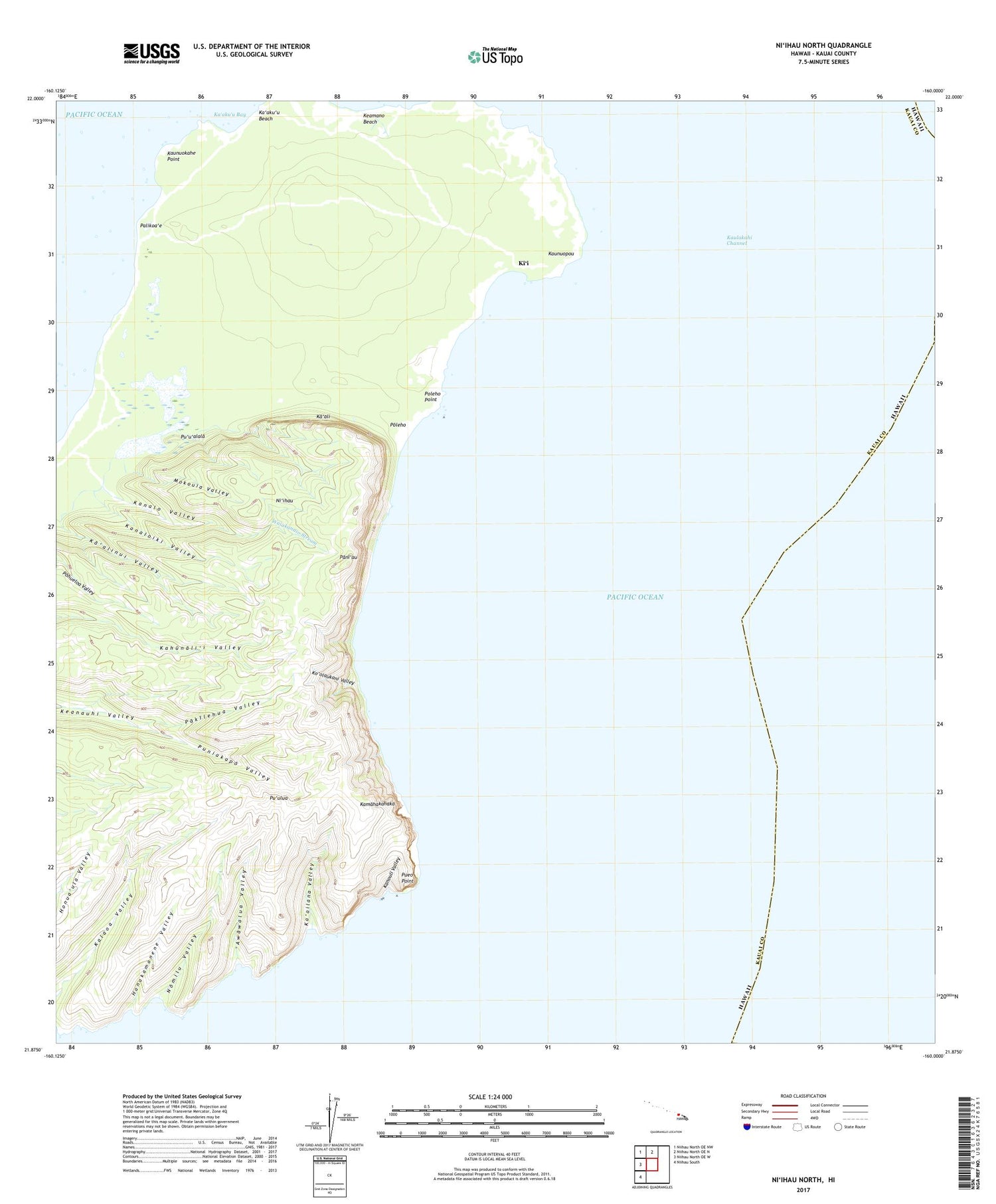 Niihau North Hawaii US Topo Map Image