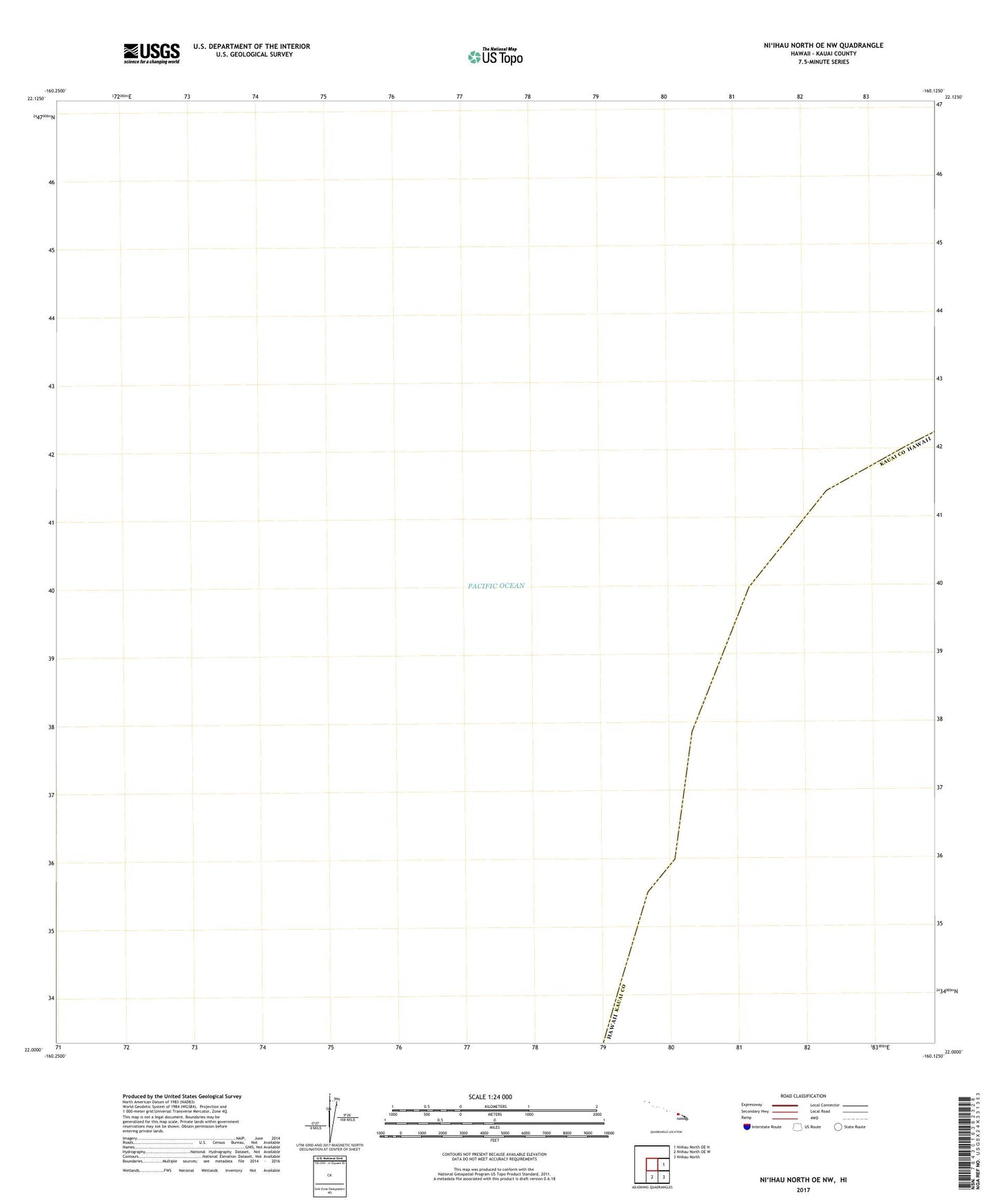 Niihau North OE NW Hawaii US Topo Map Image