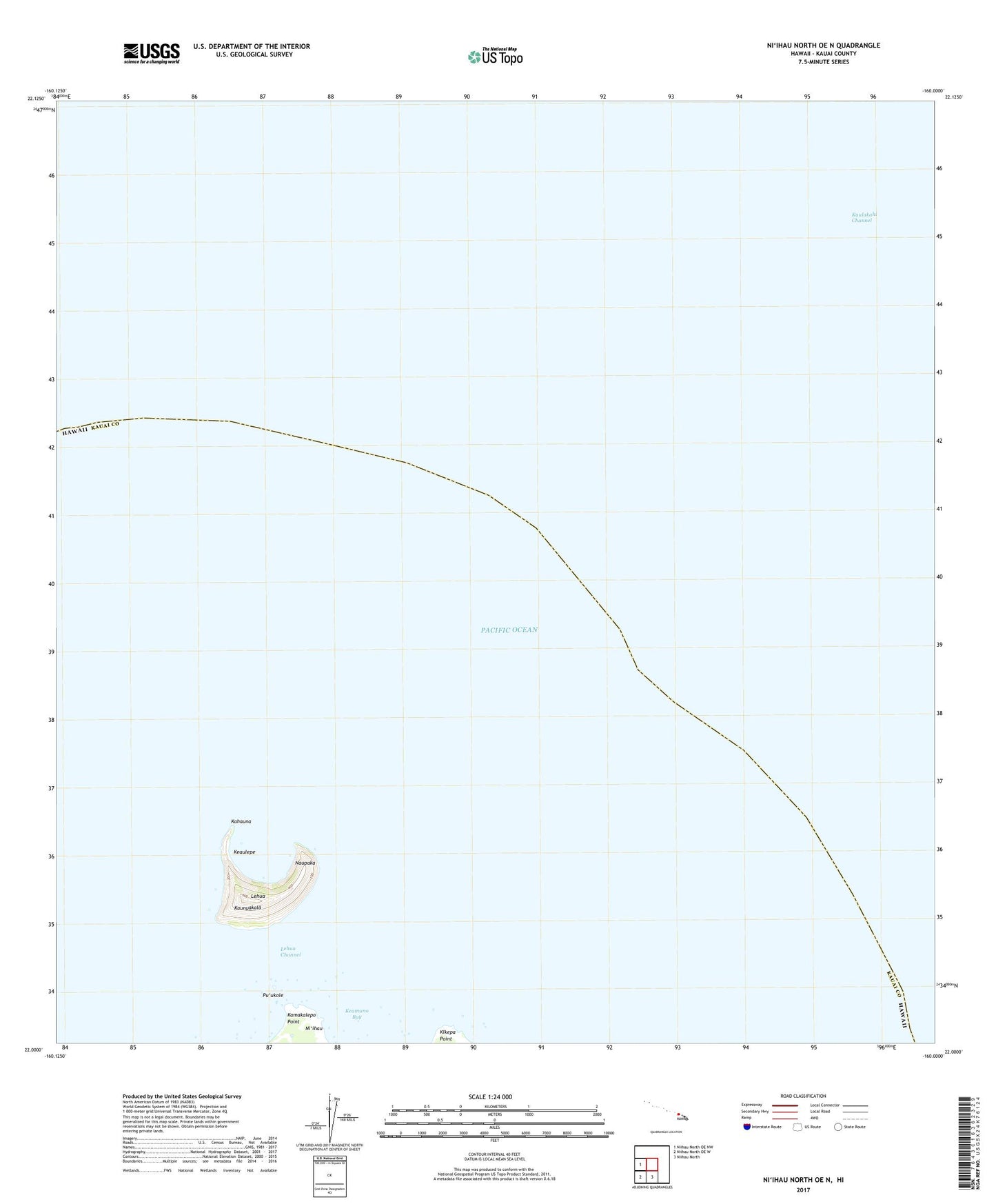 Niihau North OE N Hawaii US Topo Map Image
