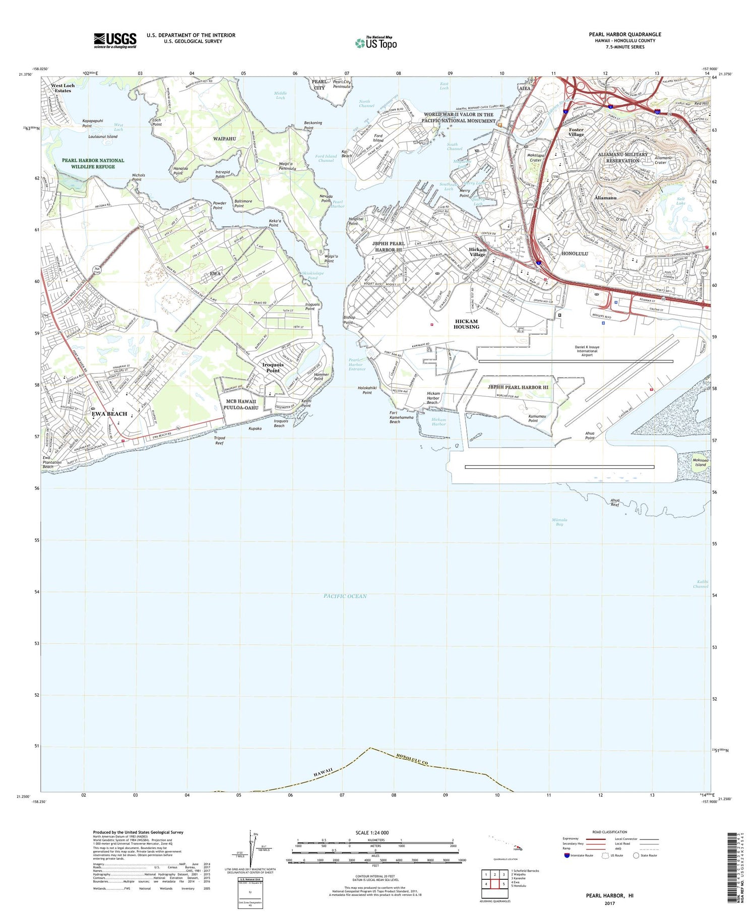Pearl Harbor Hawaii US Topo Map Image