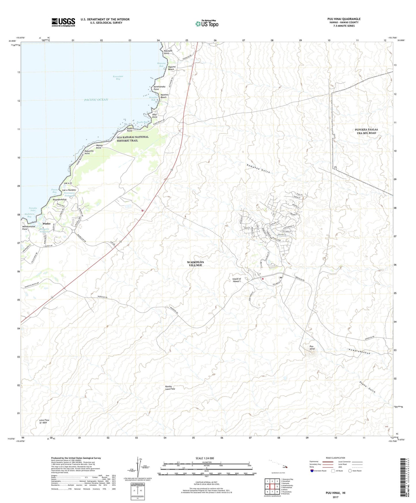 Puu Hinai Hawaii US Topo Map Image