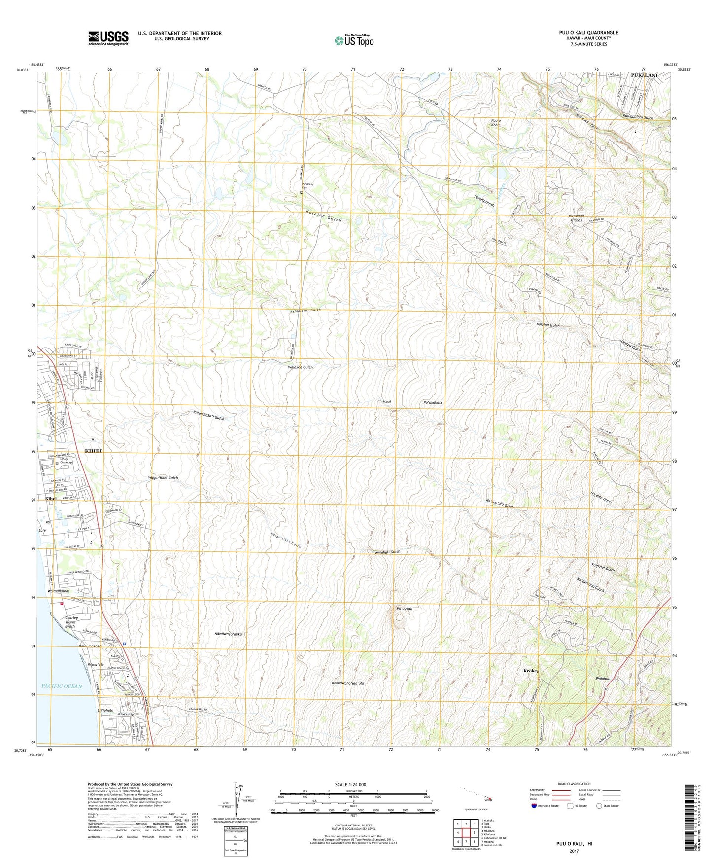 Puu O Kali Hawaii US Topo Map Image