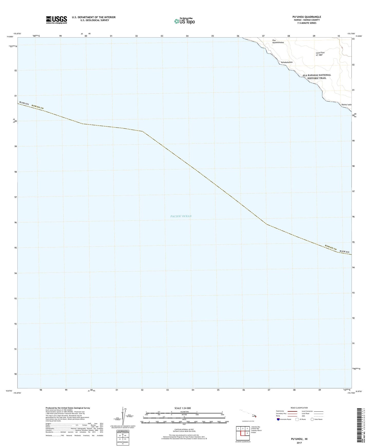 Puu Kahakahakea Hawaii US Topo Map Image