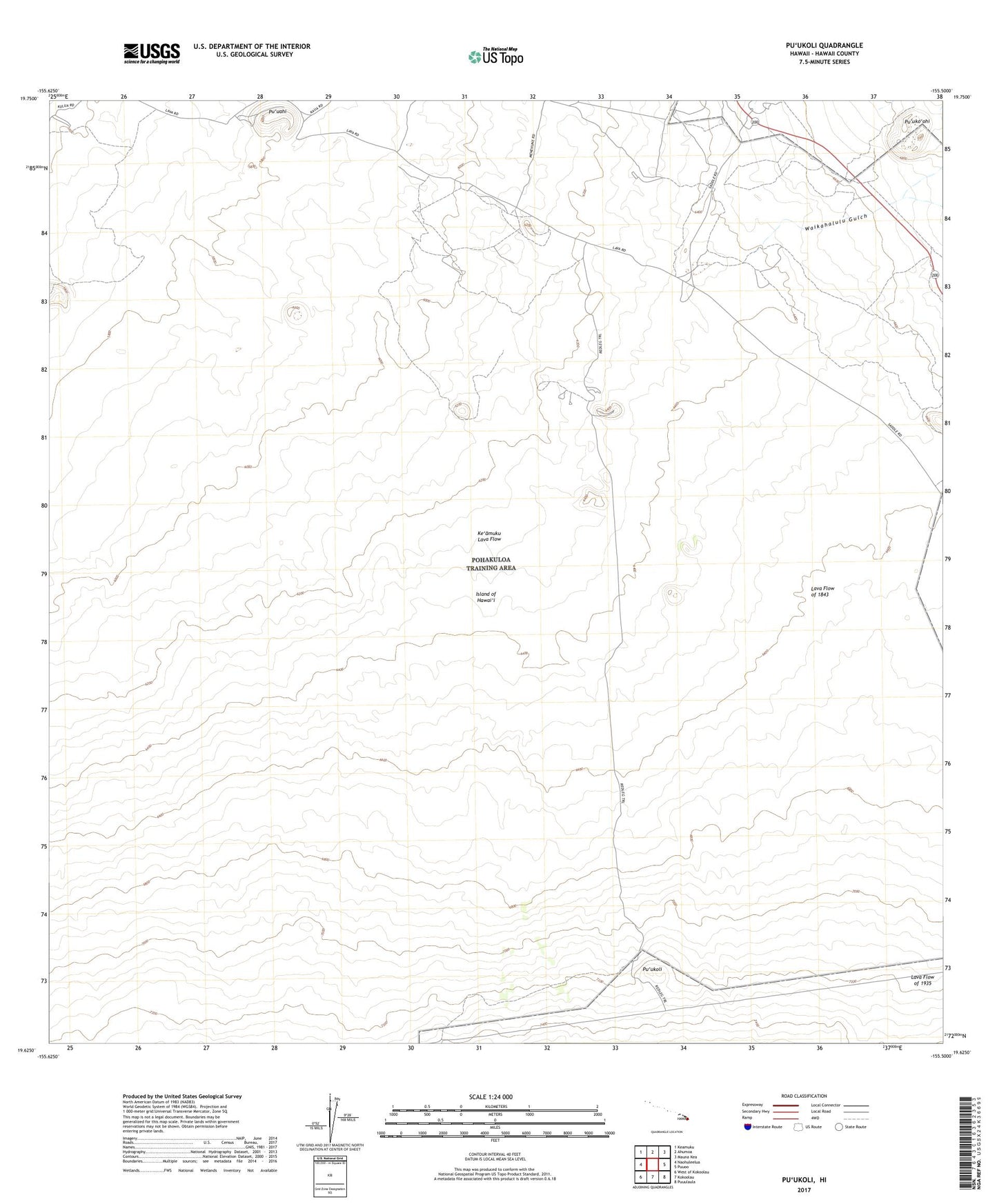 Puukoli Hawaii US Topo Map Image