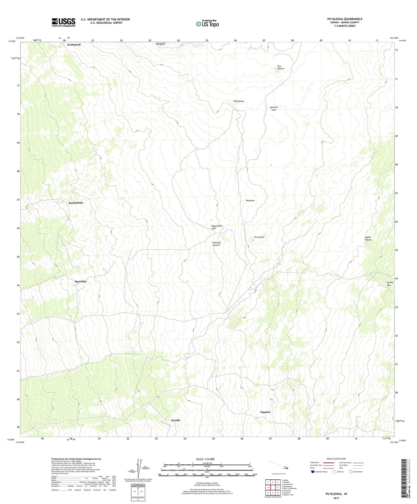 Puulehua Hawaii US Topo Map Image