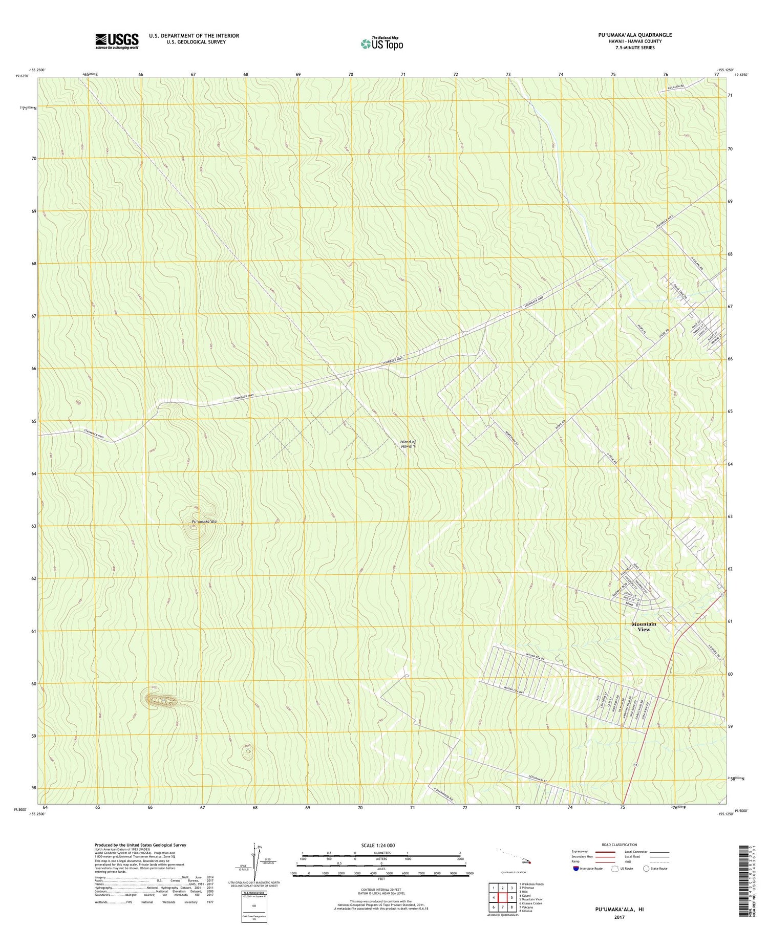 Puumakaala Hawaii US Topo Map Image