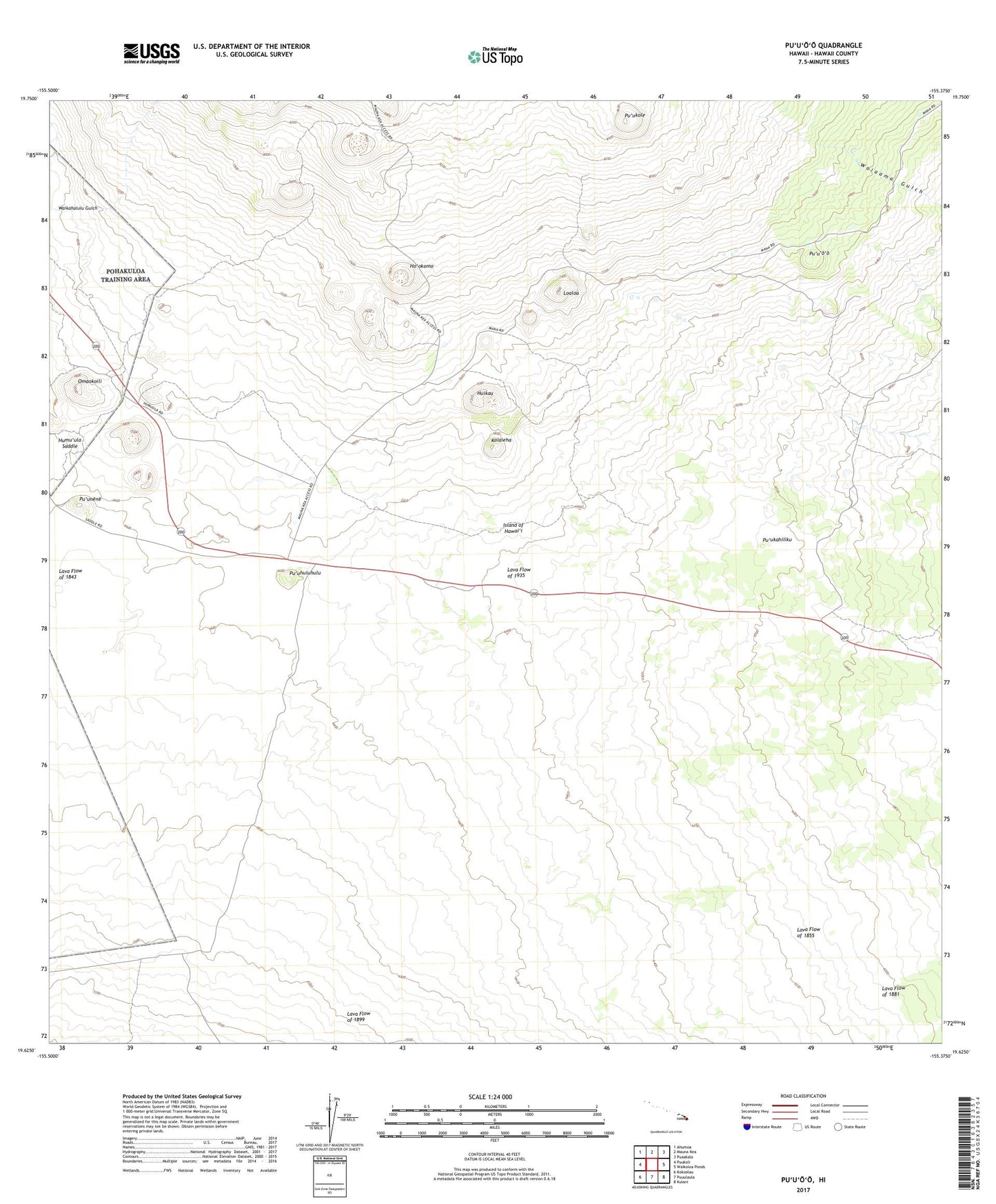Puuoo Hawaii US Topo Map Image
