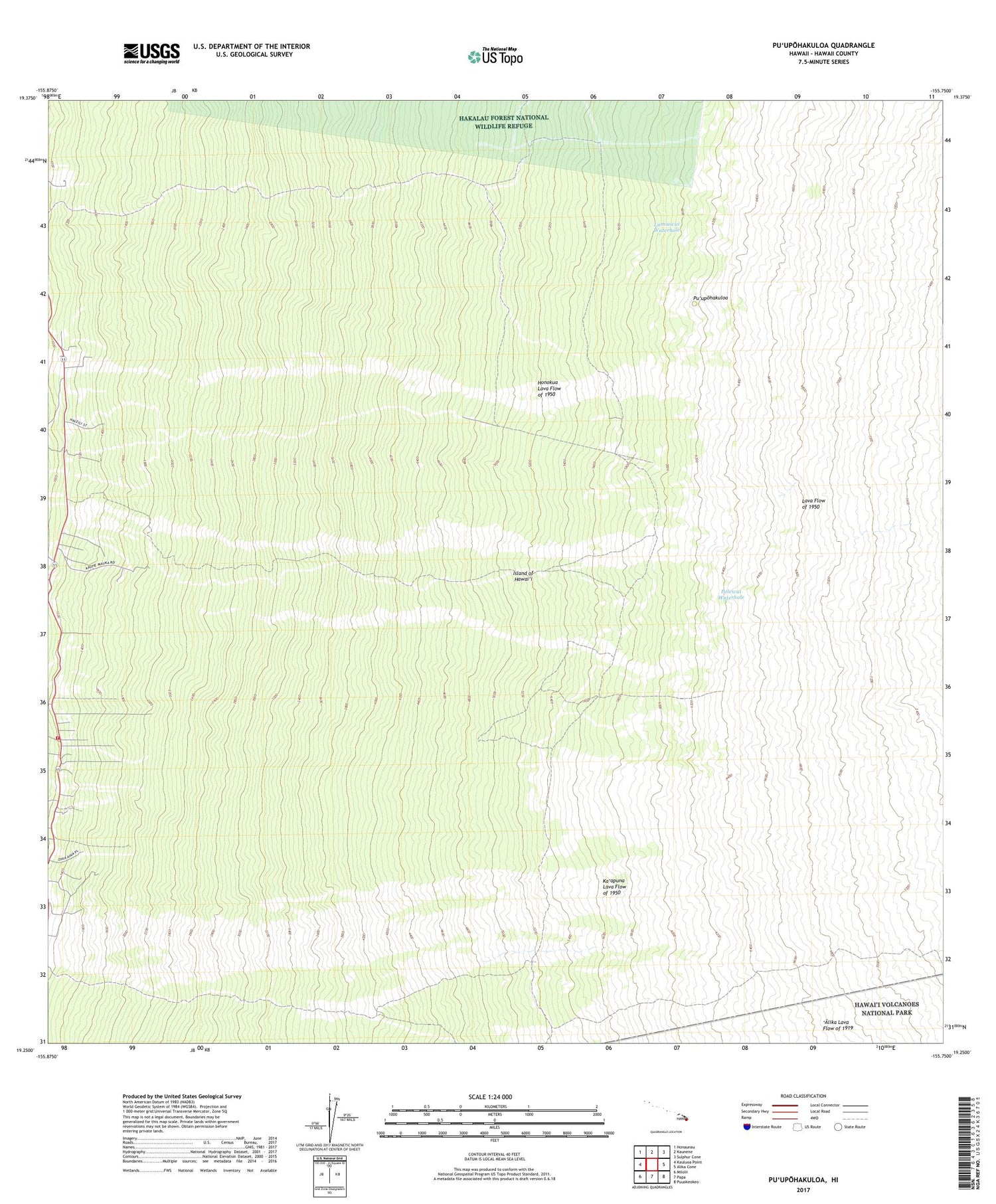 Puupohakuloa Hawaii US Topo Map Image
