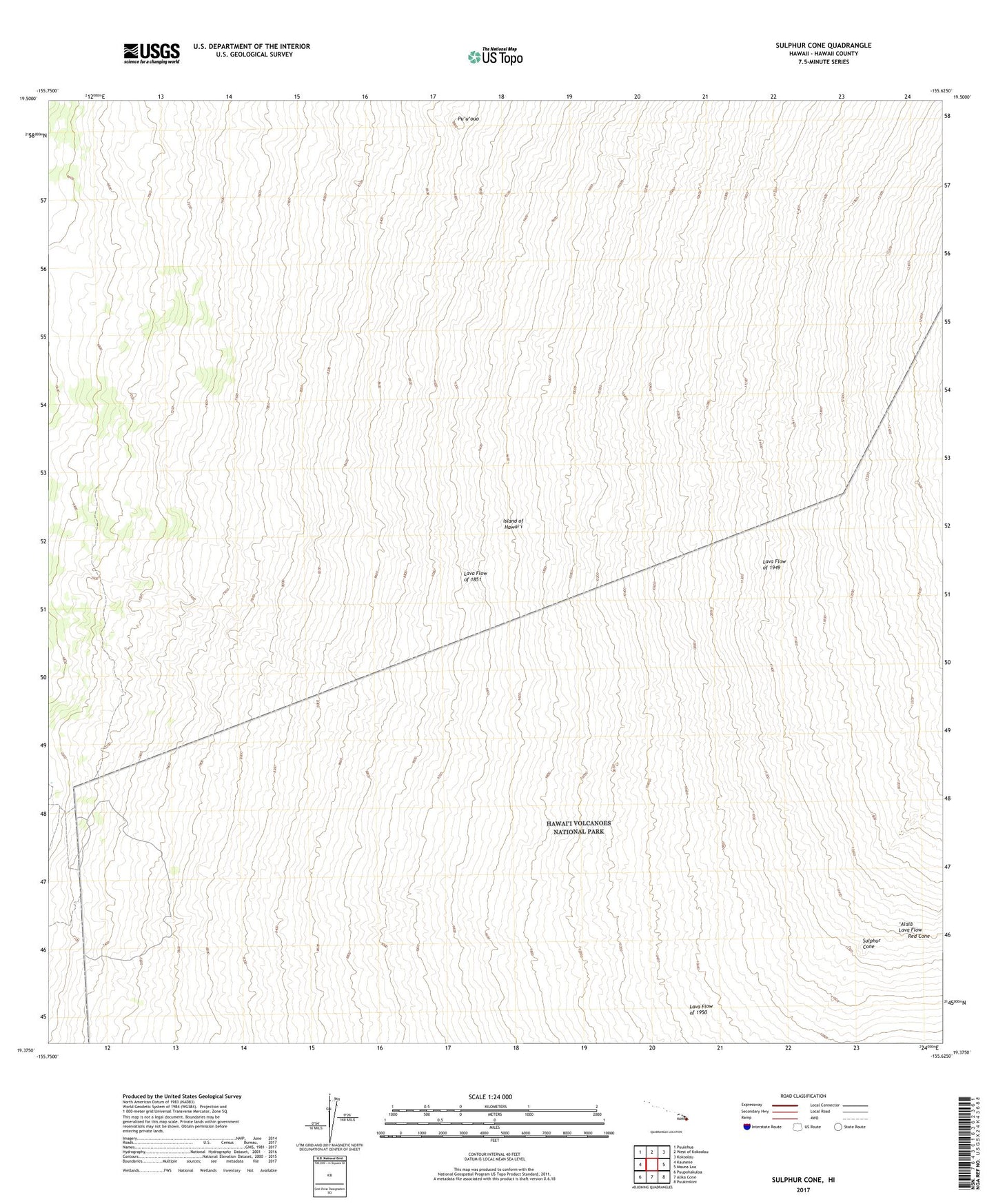 Sulphur Cone Hawaii US Topo Map Image