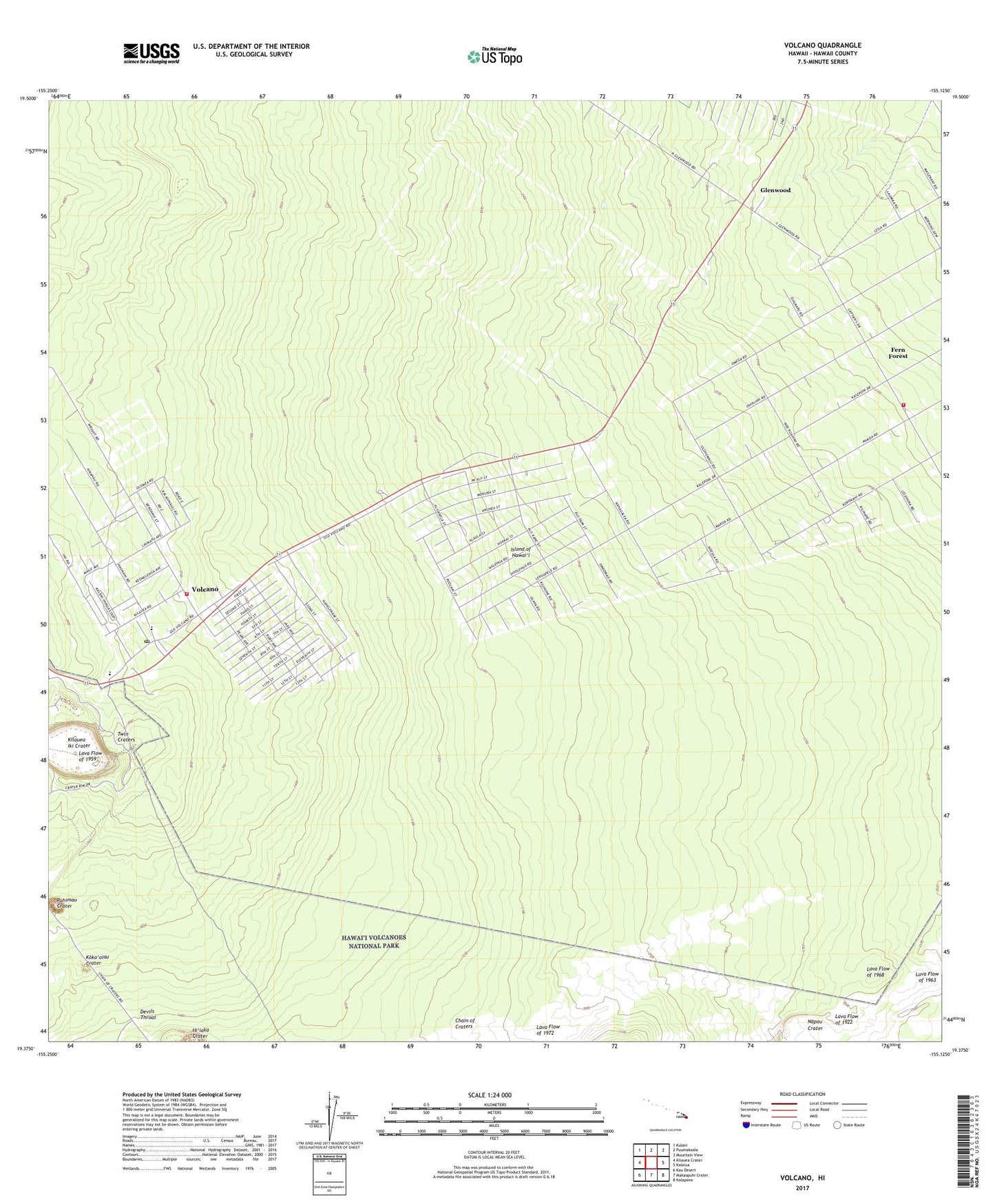 Volcano Hawaii US Topo Map Image