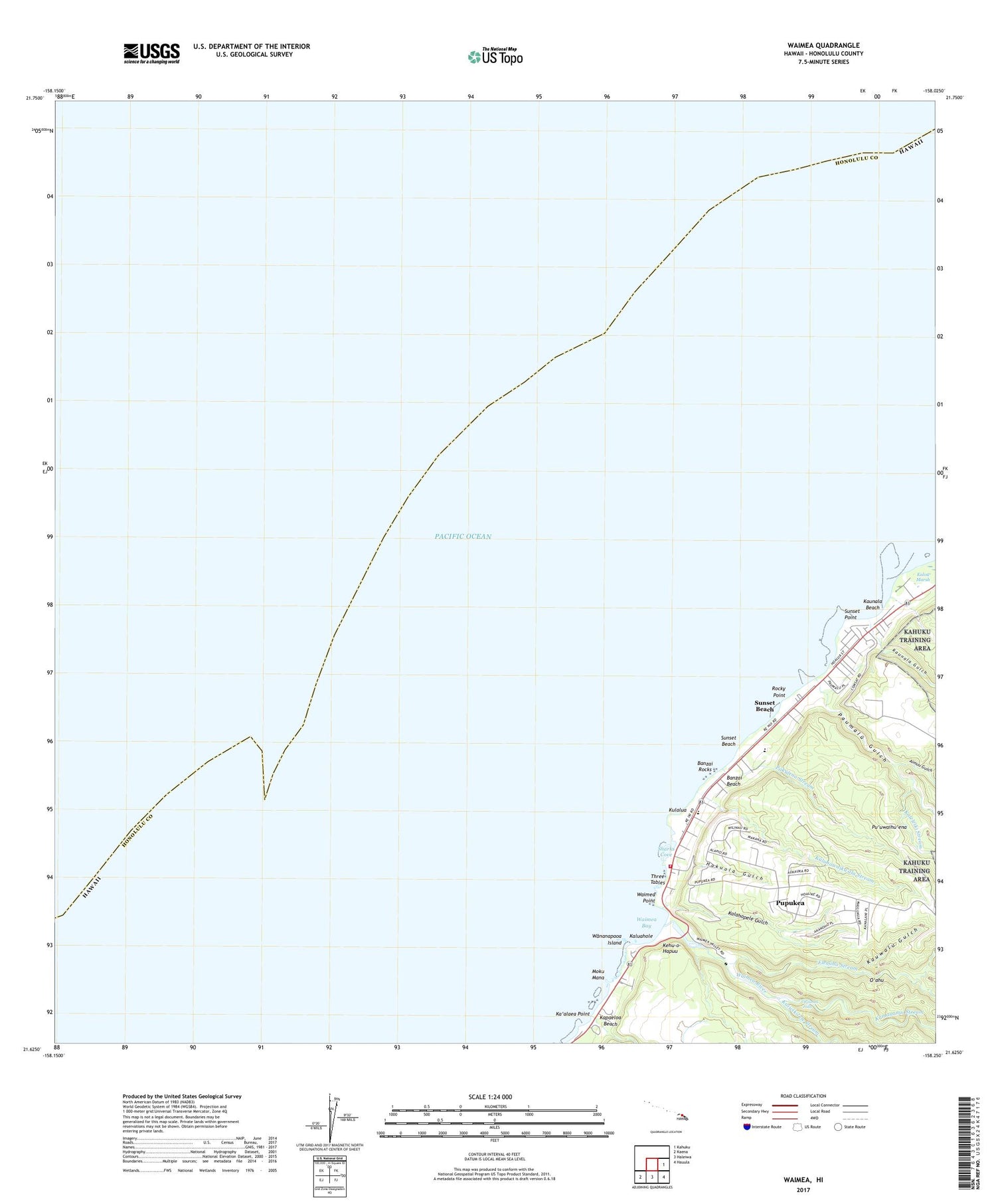 Waimea Hawaii US Topo Map Image