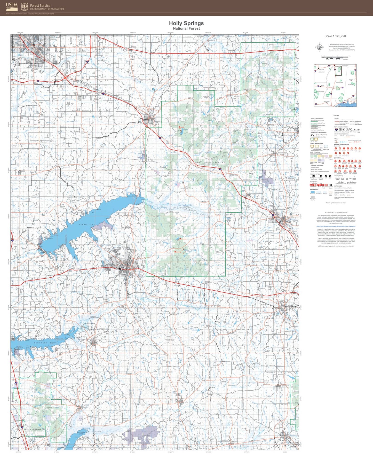 Holly Springs National Forest Map