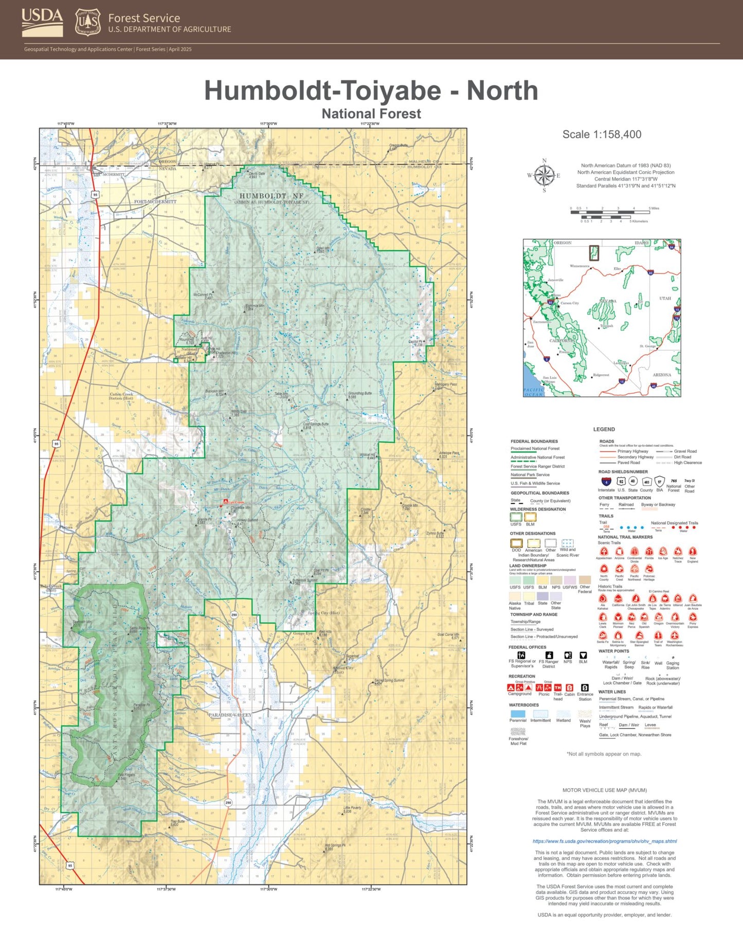 Humboldt-Toiyabe National Forest North Map