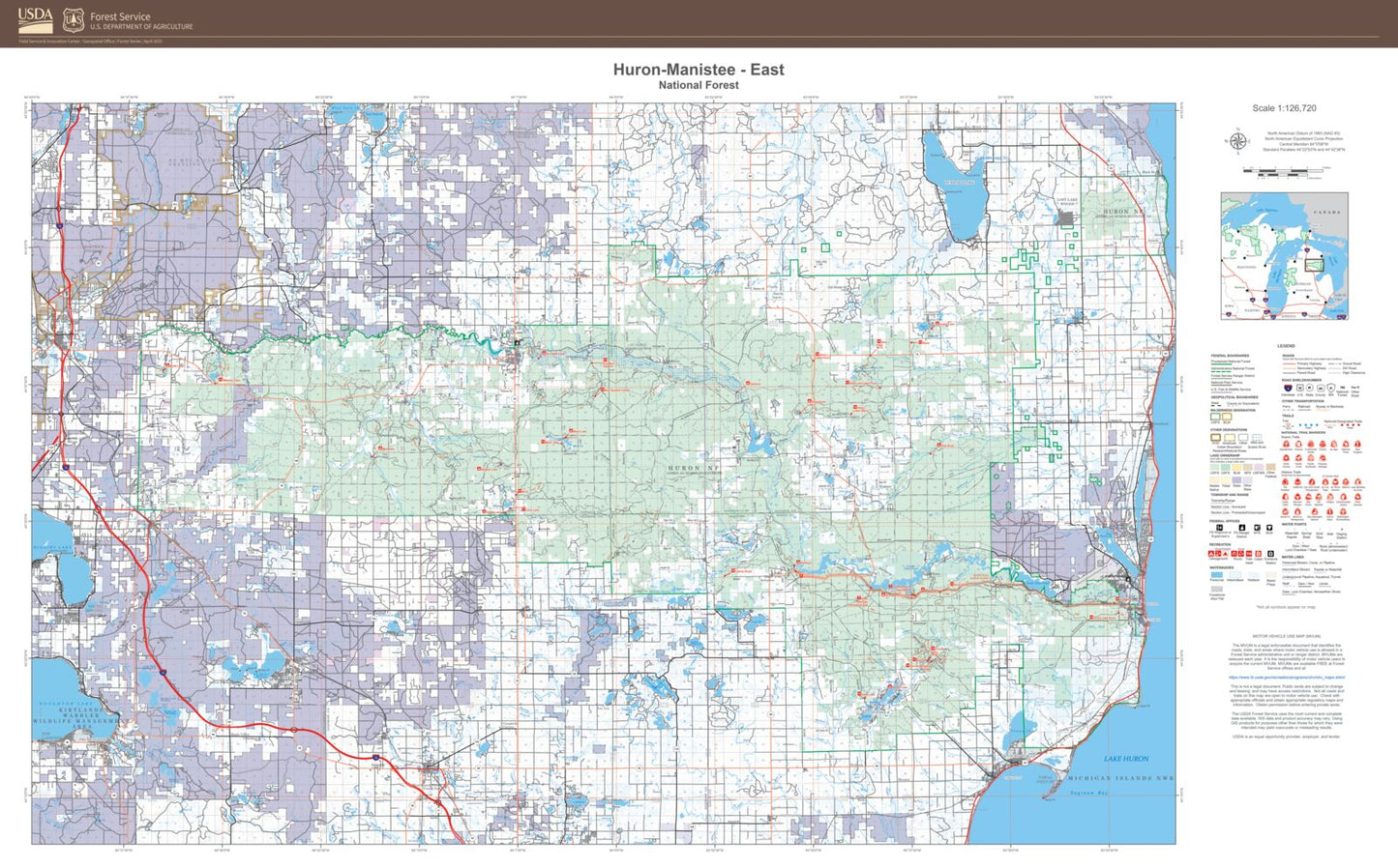 Huron-Manistee National Forest East Map