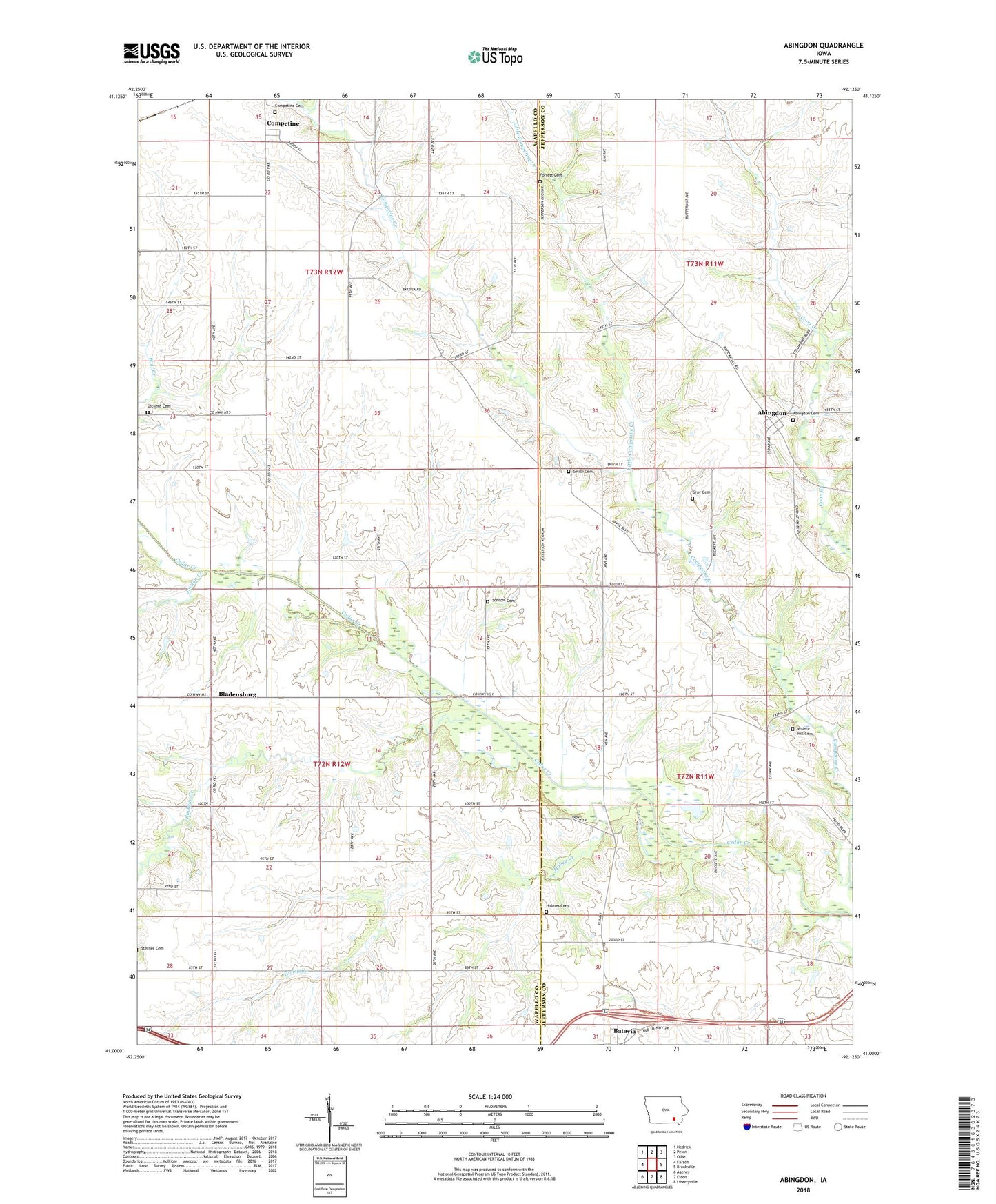 Abingdon Iowa US Topo Map Image