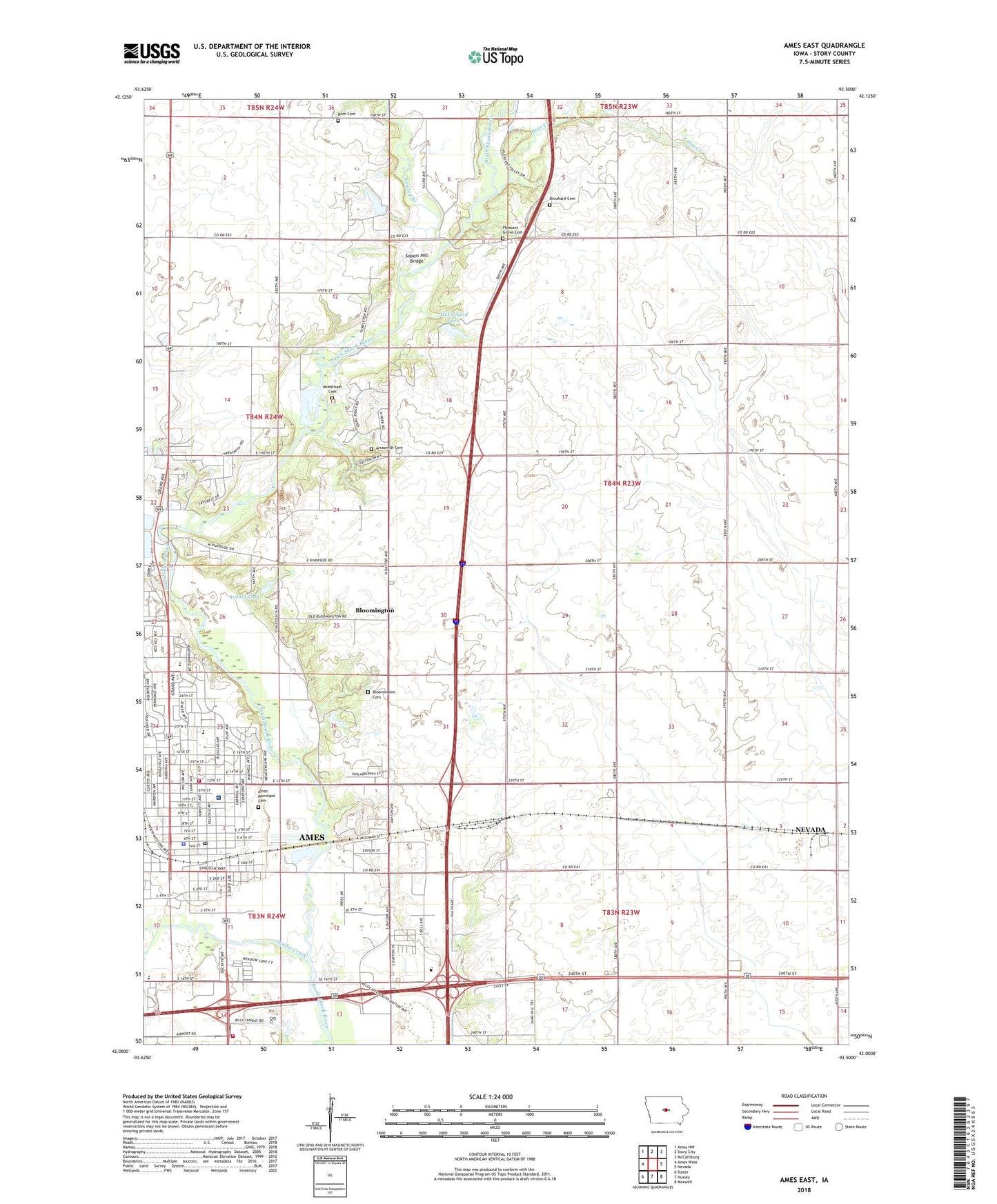 Ames East Iowa US Topo Map Image