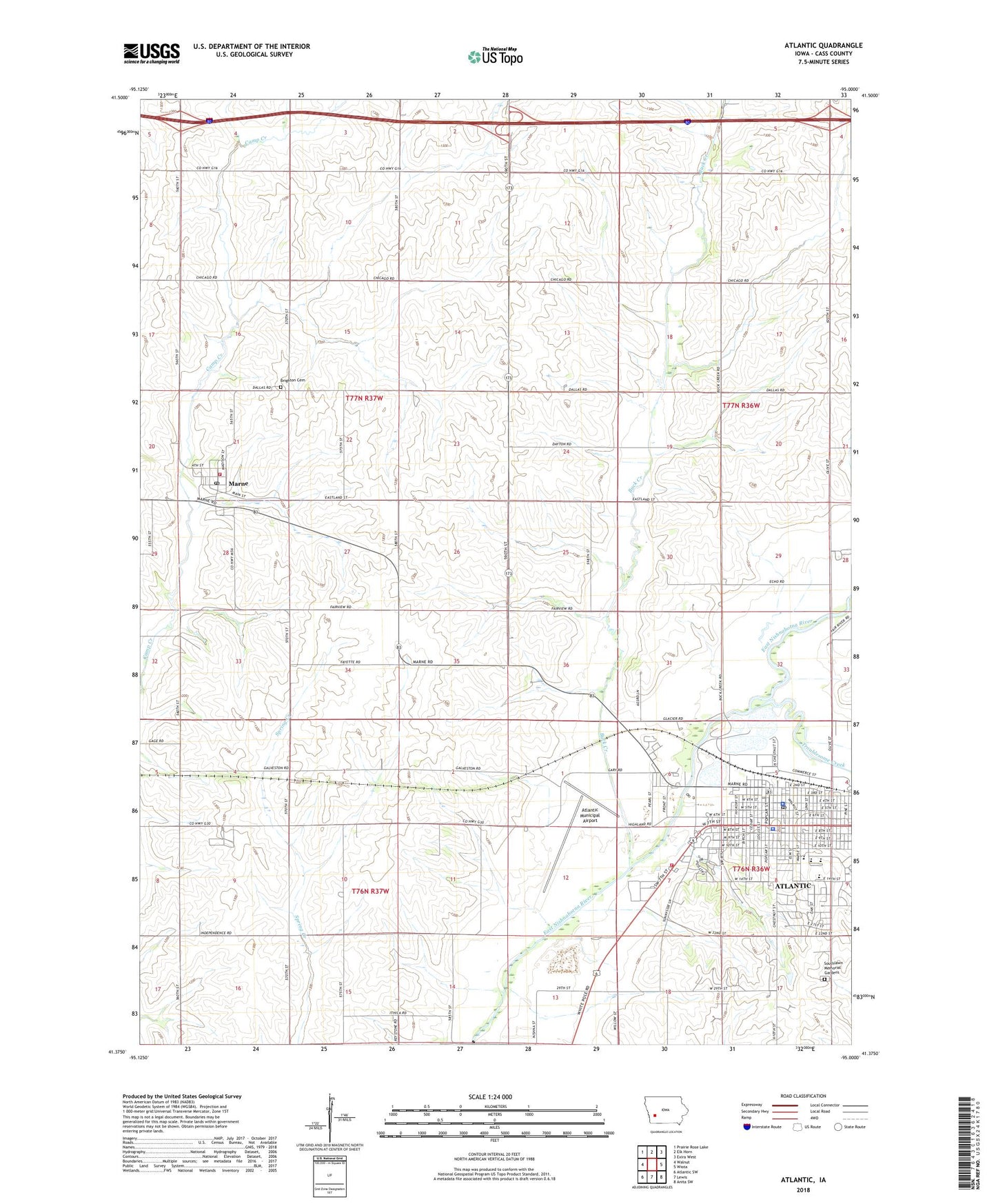 Atlantic Iowa US Topo Map Image
