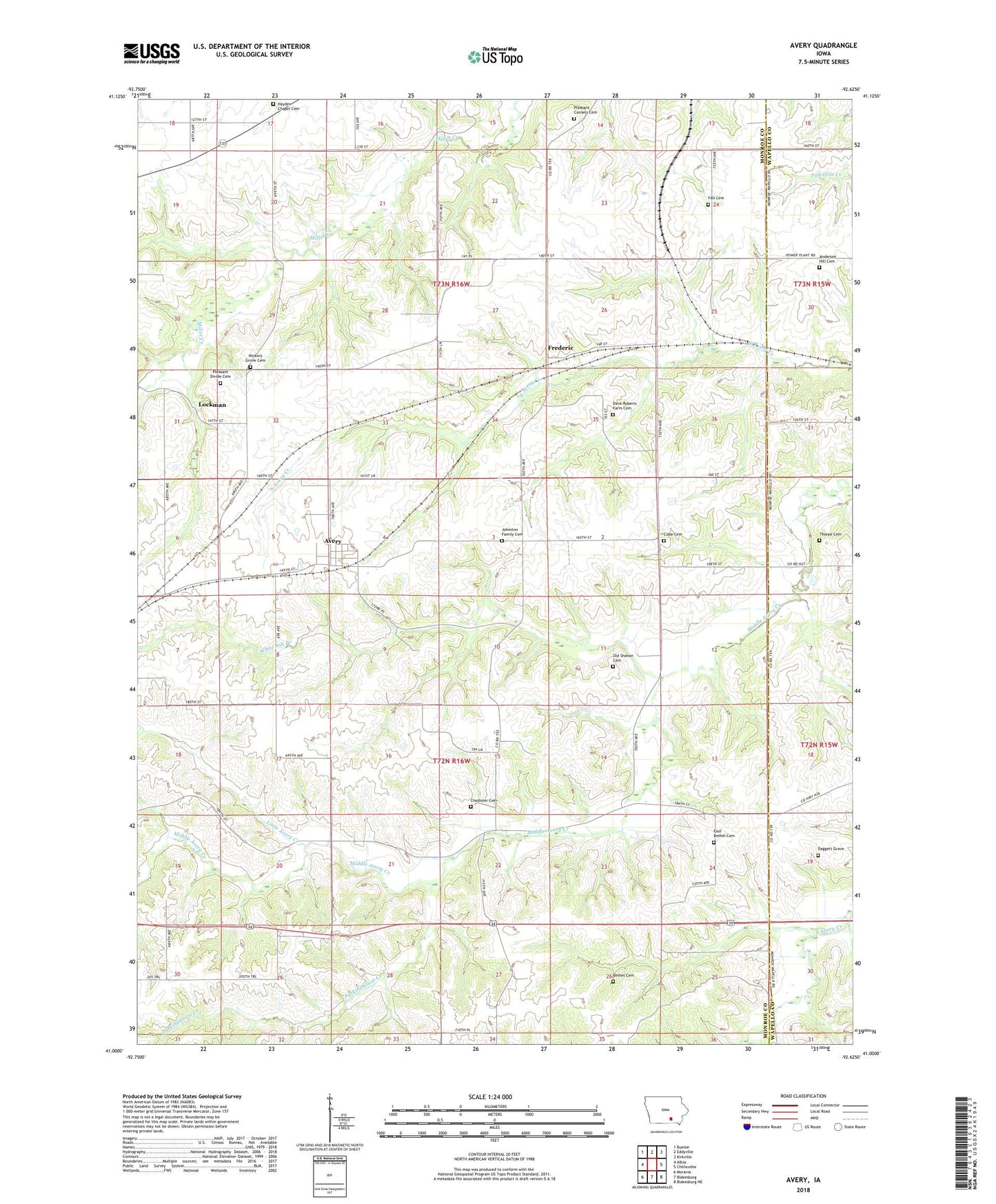 Avery Iowa US Topo Map Image