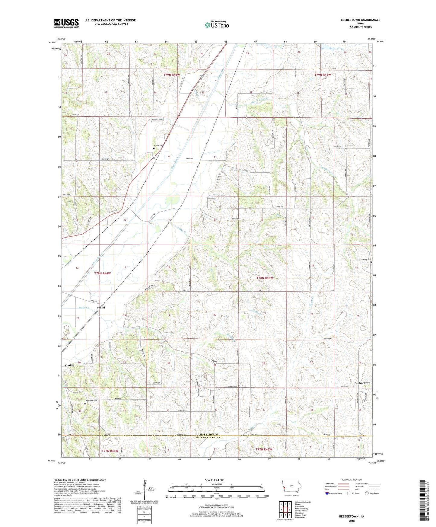 Beebeetown Iowa US Topo Map Image