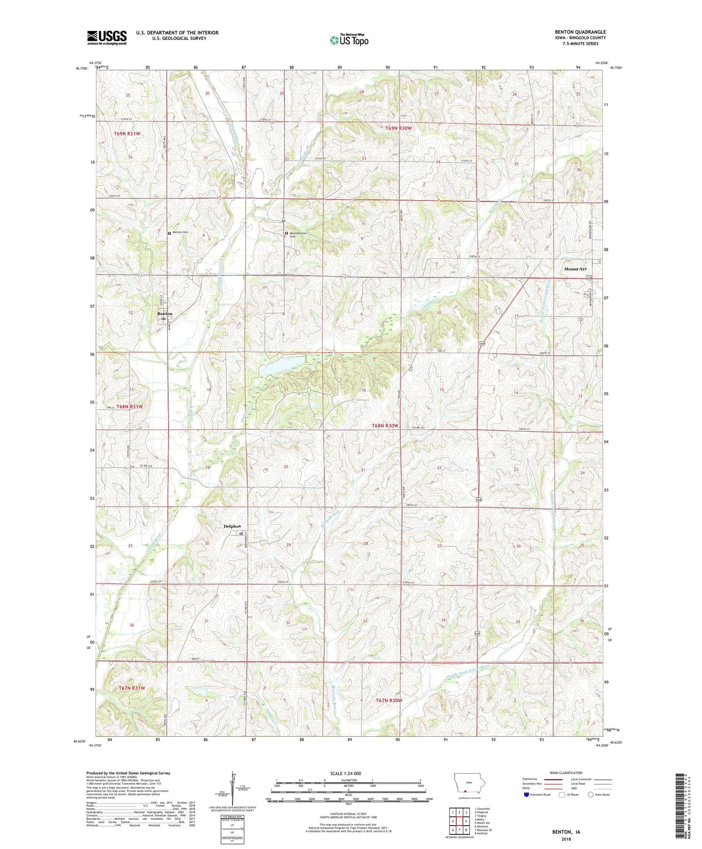 Benton Iowa US Topo Map Image