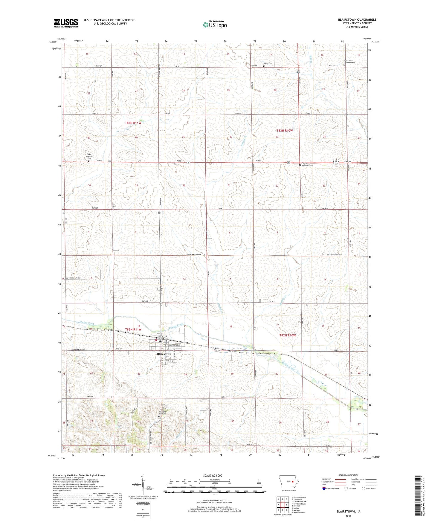 Blairstown Iowa US Topo Map Image