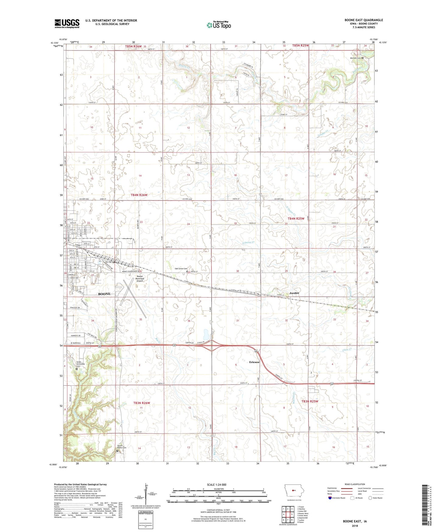 Boone East Iowa US Topo Map Image