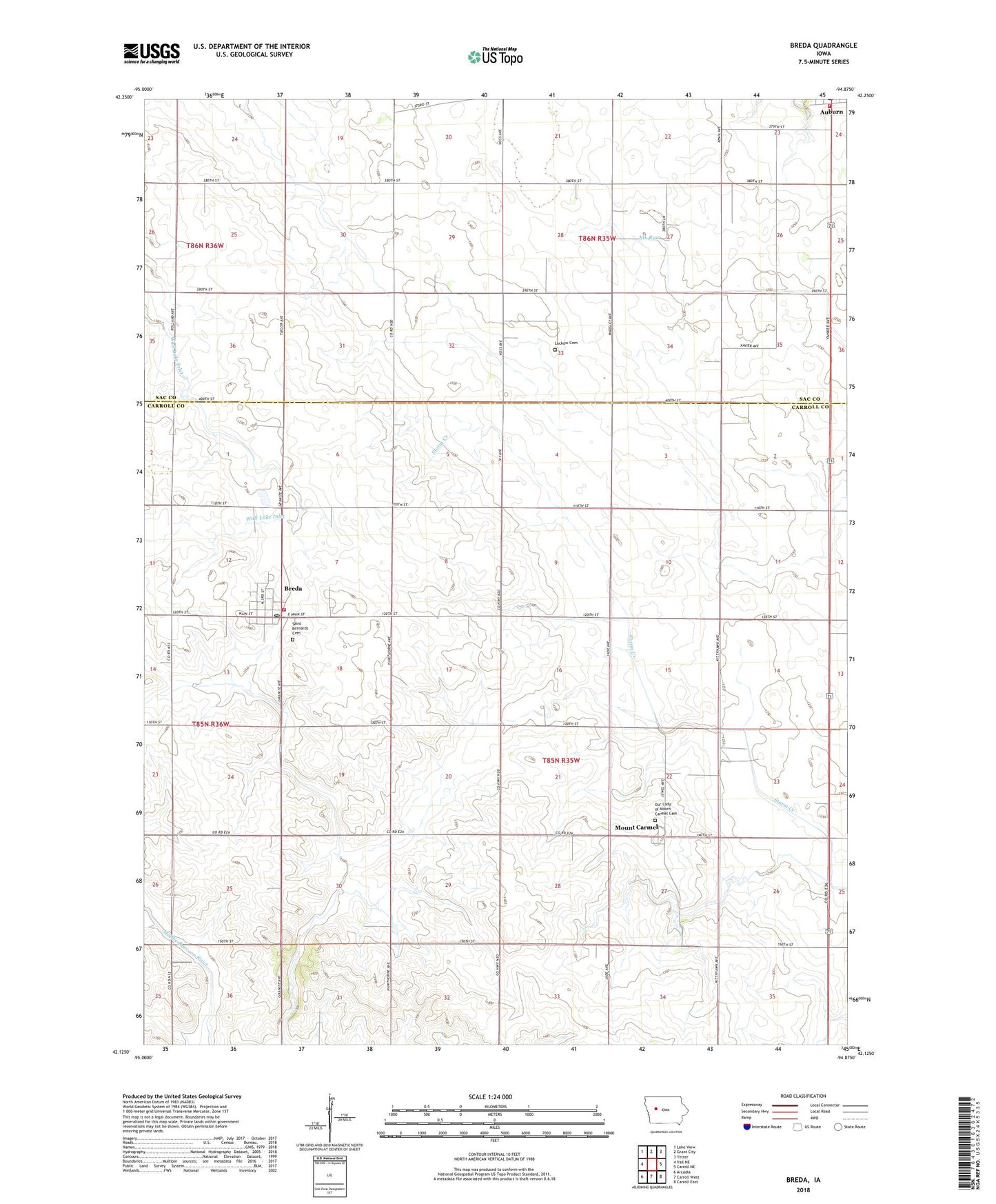 Breda Iowa US Topo Map Image