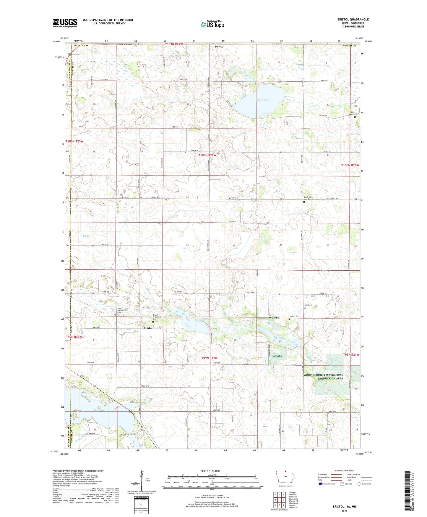 Bristol Iowa US Topo Map Image