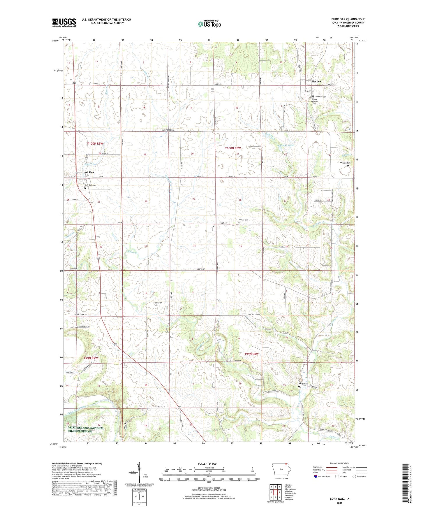 Burr Oak Iowa US Topo Map Image
