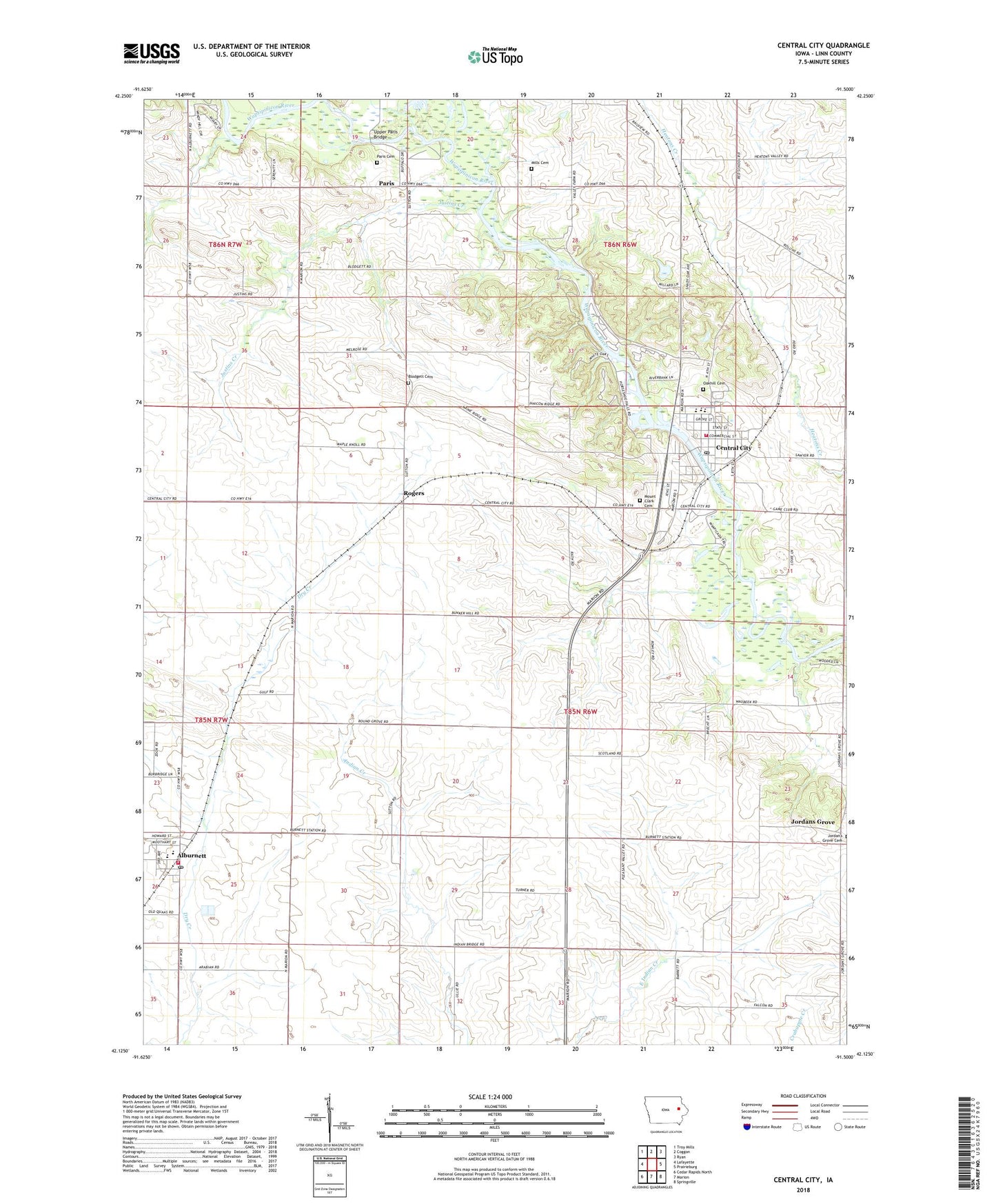 Central City Iowa US Topo Map Image
