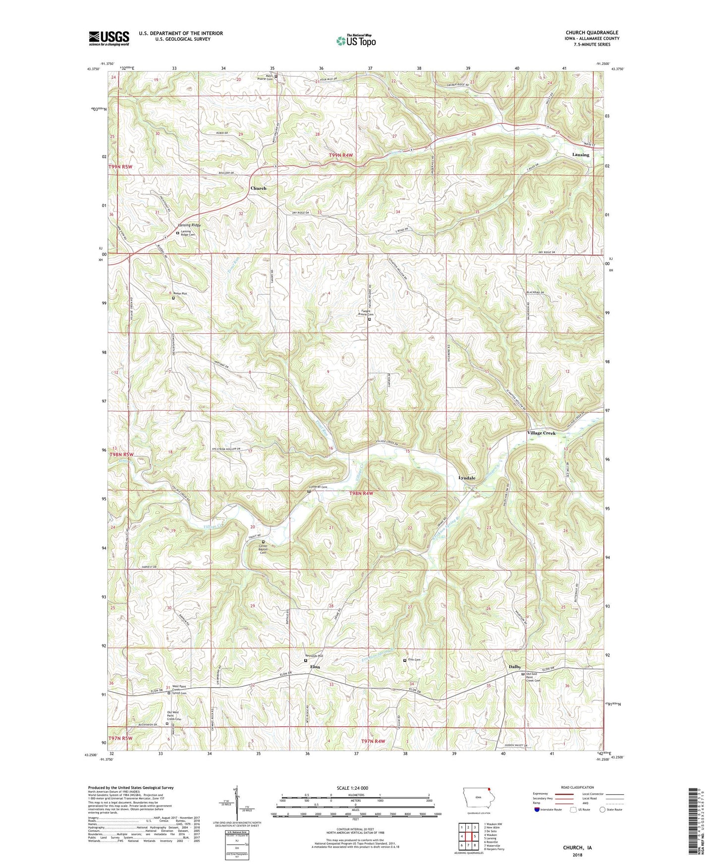 Church Iowa US Topo Map Image