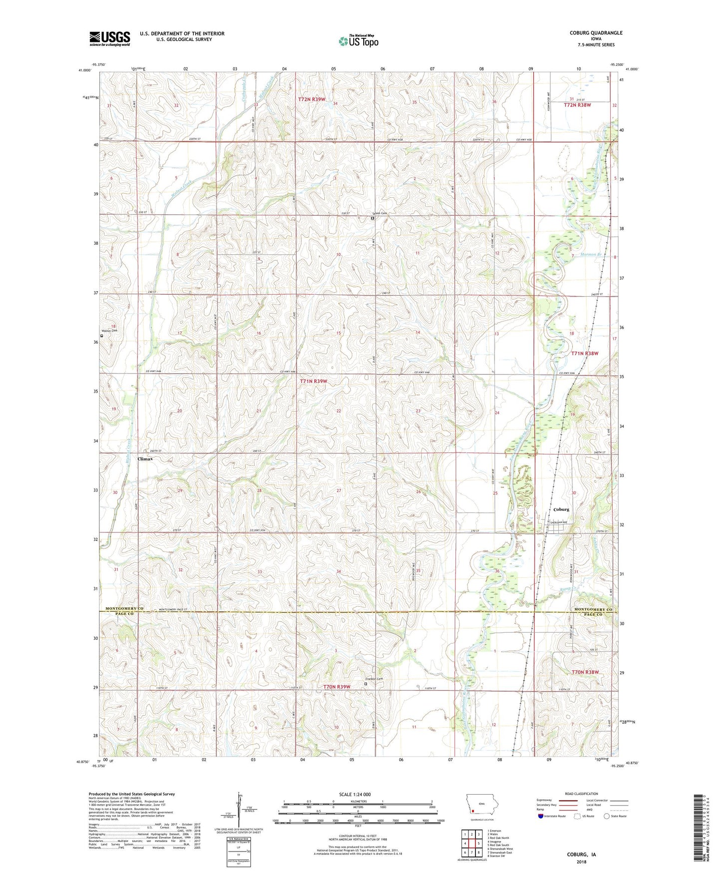 Coburg Iowa US Topo Map Image